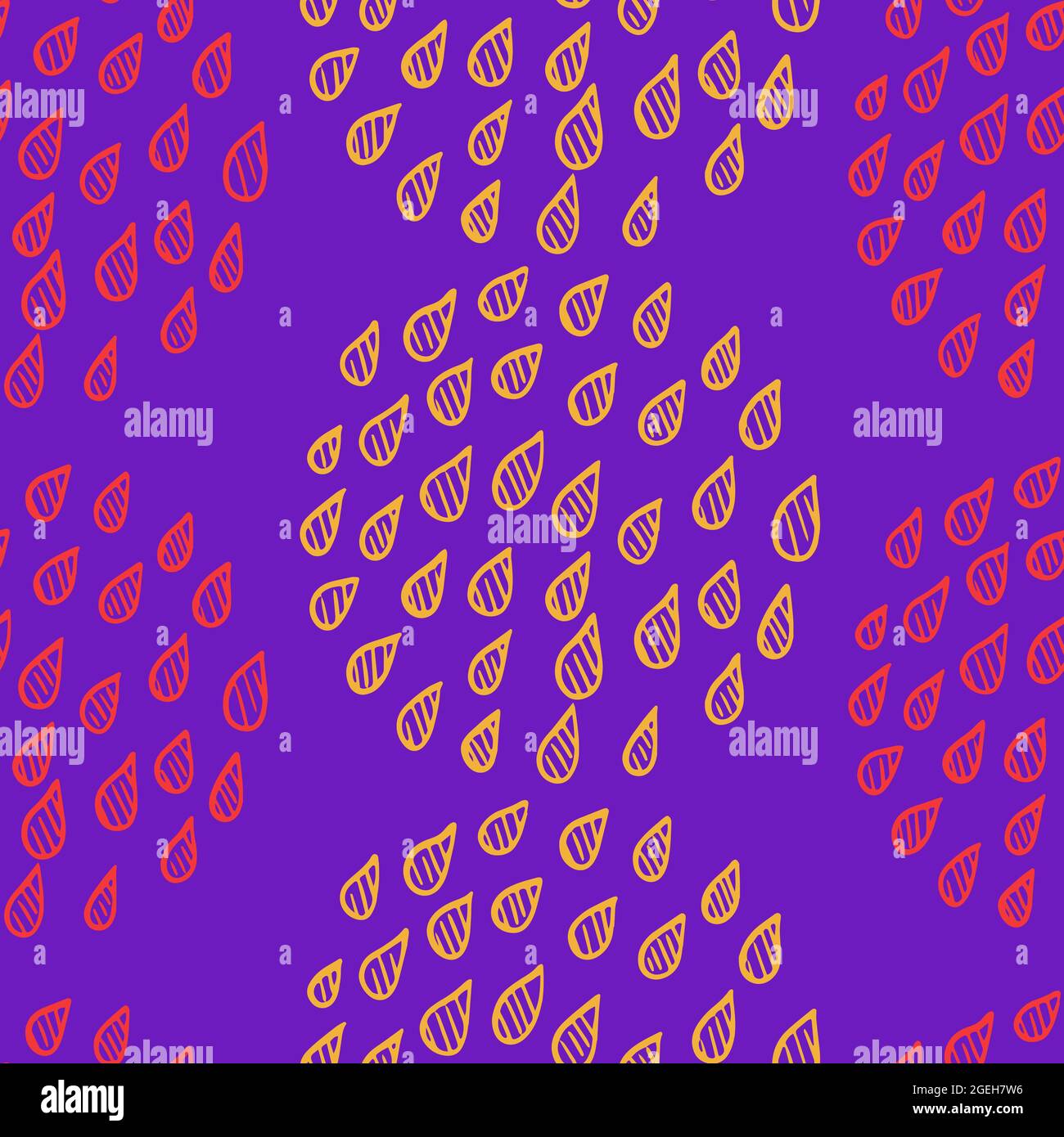 Astratto pattern psichedelico senza giunture con gocce poste in cerchi. Colori viola e rosa brillanti, primavera estate moda sfondo trendy. Ovali e. Illustrazione Vettoriale