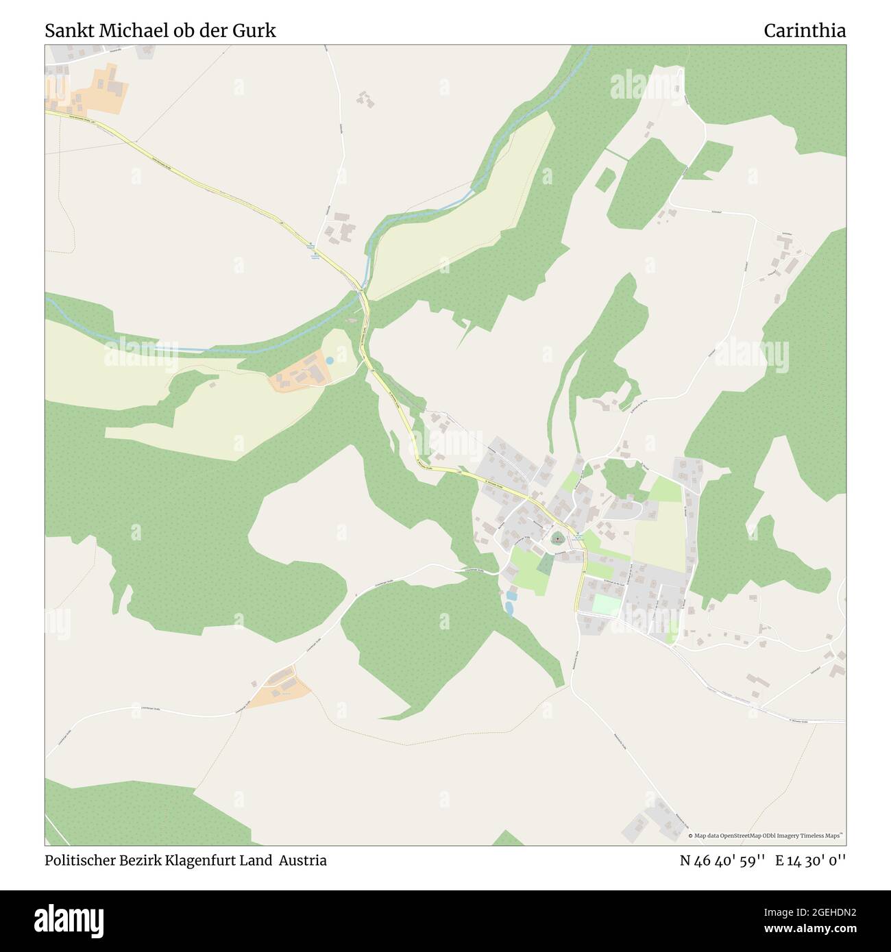 Sankt Michael ob der Gurk, Politischer Bezirk Klagenfurt Land, Austria, Carinzia, N 46 40' 59'', e 14 30' 0''', mappa, Mappa senza tempo pubblicata nel 2021. Viaggiatori, esploratori e avventurieri come Florence Nightingale, David Livingstone, Ernest Shackleton, Lewis and Clark e Sherlock Holmes si sono affidati alle mappe per pianificare i viaggi verso gli angoli più remoti del mondo, Timeless Maps sta mappando la maggior parte delle località del mondo, mostrando il successo di grandi sogni Foto Stock