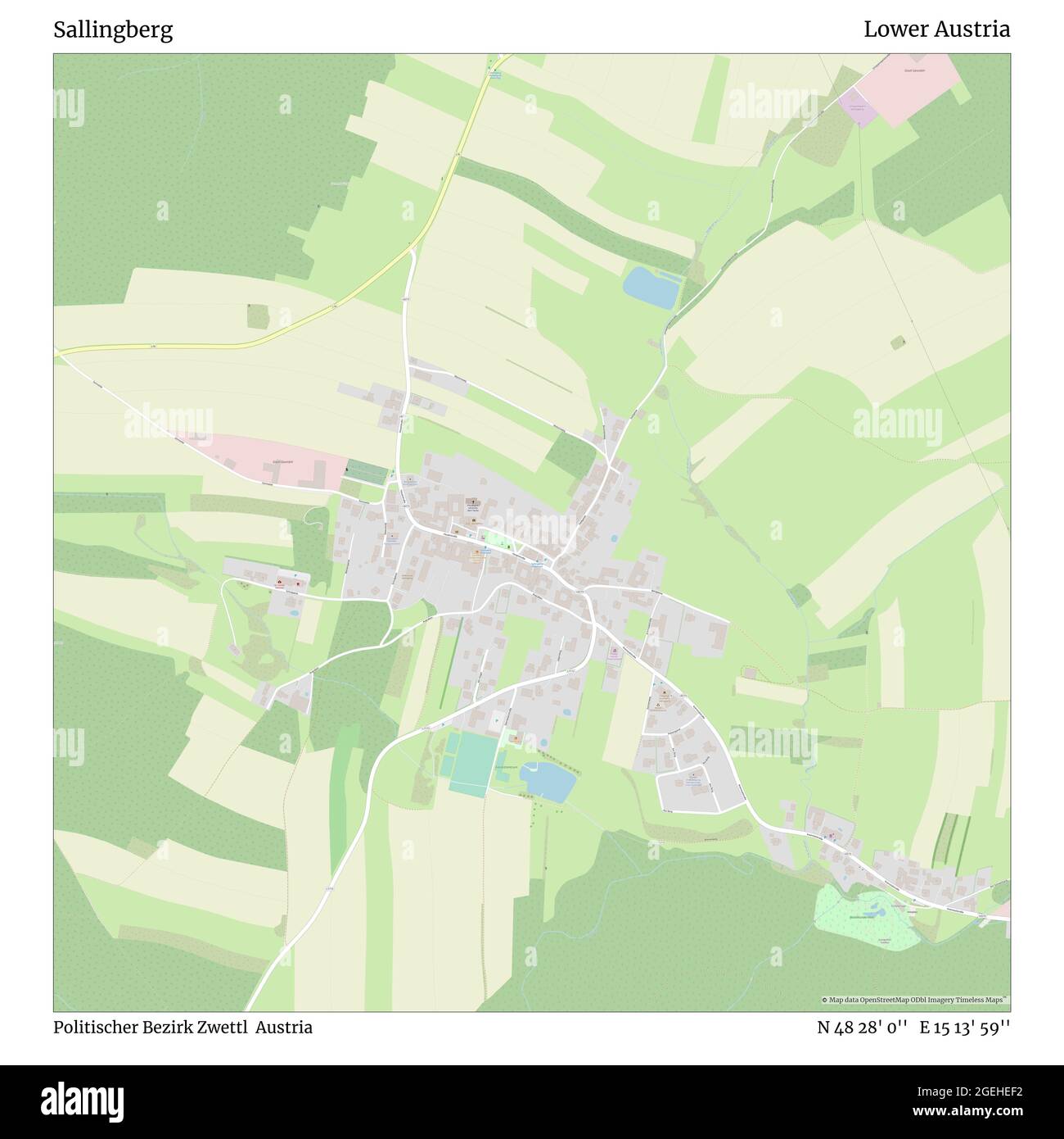 Sallingberg, Politischer Bezirk Zwettl, Austria, bassa Austria, N 48 28' 0'', e 15 13' 59''', mappa, Mappa senza tempo pubblicata nel 2021. Viaggiatori, esploratori e avventurieri come Florence Nightingale, David Livingstone, Ernest Shackleton, Lewis and Clark e Sherlock Holmes si sono affidati alle mappe per pianificare i viaggi verso gli angoli più remoti del mondo, Timeless Maps sta mappando la maggior parte delle località del mondo, mostrando il successo di grandi sogni Foto Stock