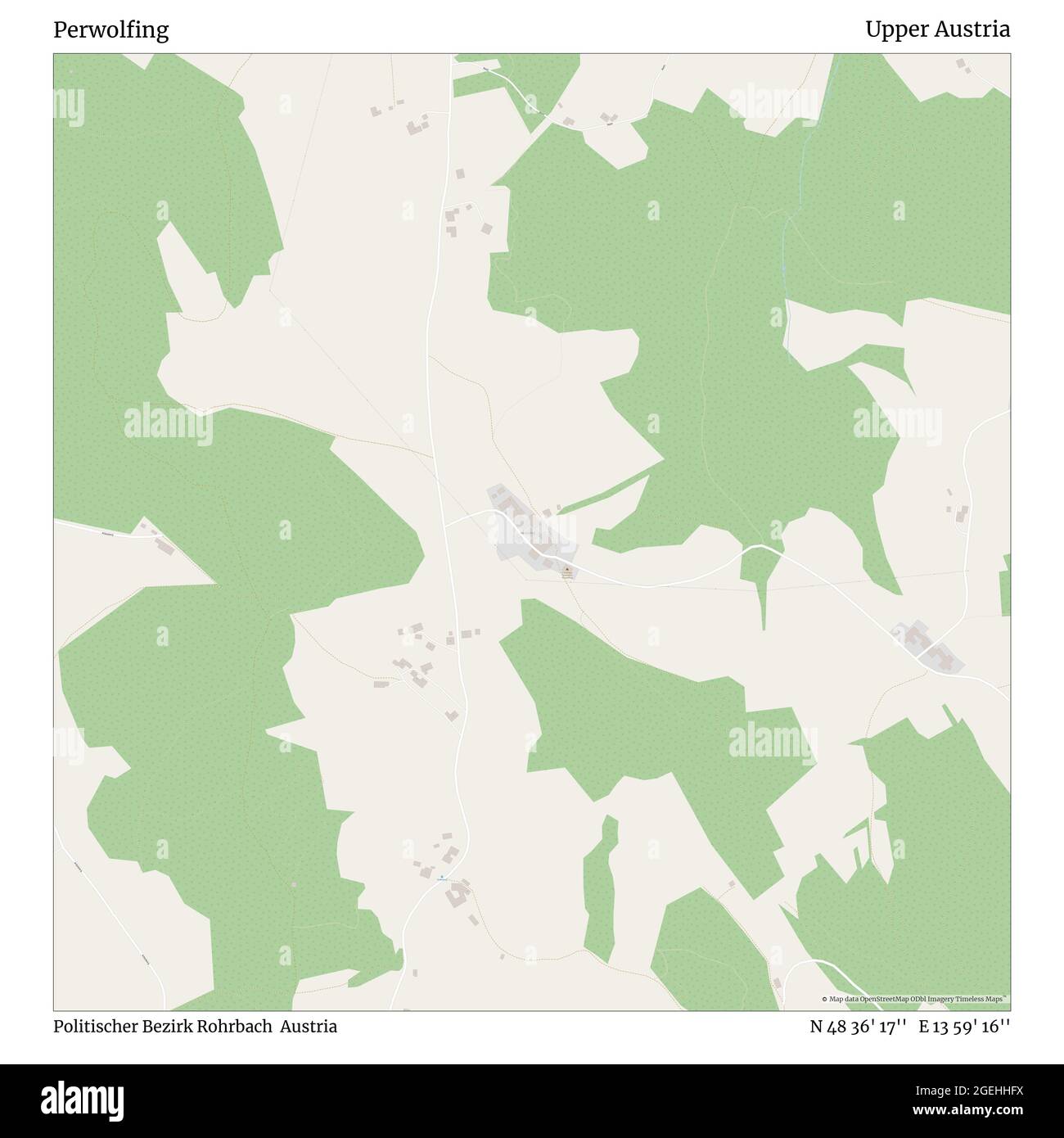 Perwolfing, Politischer Bezirk Rohrbach, Austria, Austria superiore, N 48 36' 17''', e 13 59' 16''', mappa, Mappa senza tempo pubblicata nel 2021. Viaggiatori, esploratori e avventurieri come Florence Nightingale, David Livingstone, Ernest Shackleton, Lewis and Clark e Sherlock Holmes si sono affidati alle mappe per pianificare i viaggi verso gli angoli più remoti del mondo, Timeless Maps sta mappando la maggior parte delle località del mondo, mostrando il successo di grandi sogni Foto Stock