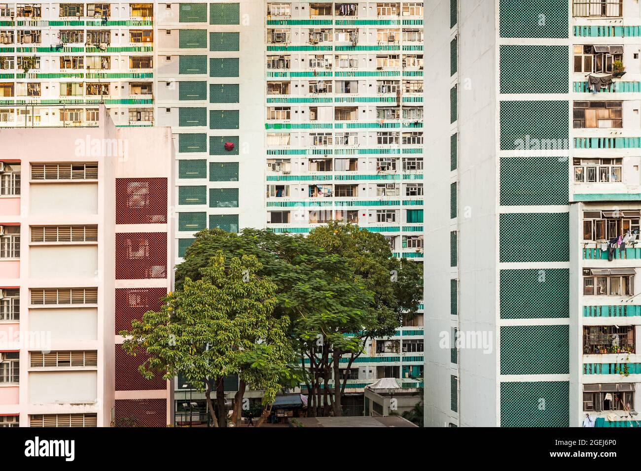 Dettaglio di appartamenti progetto di alloggi a Hong Kong, Cina Foto Stock