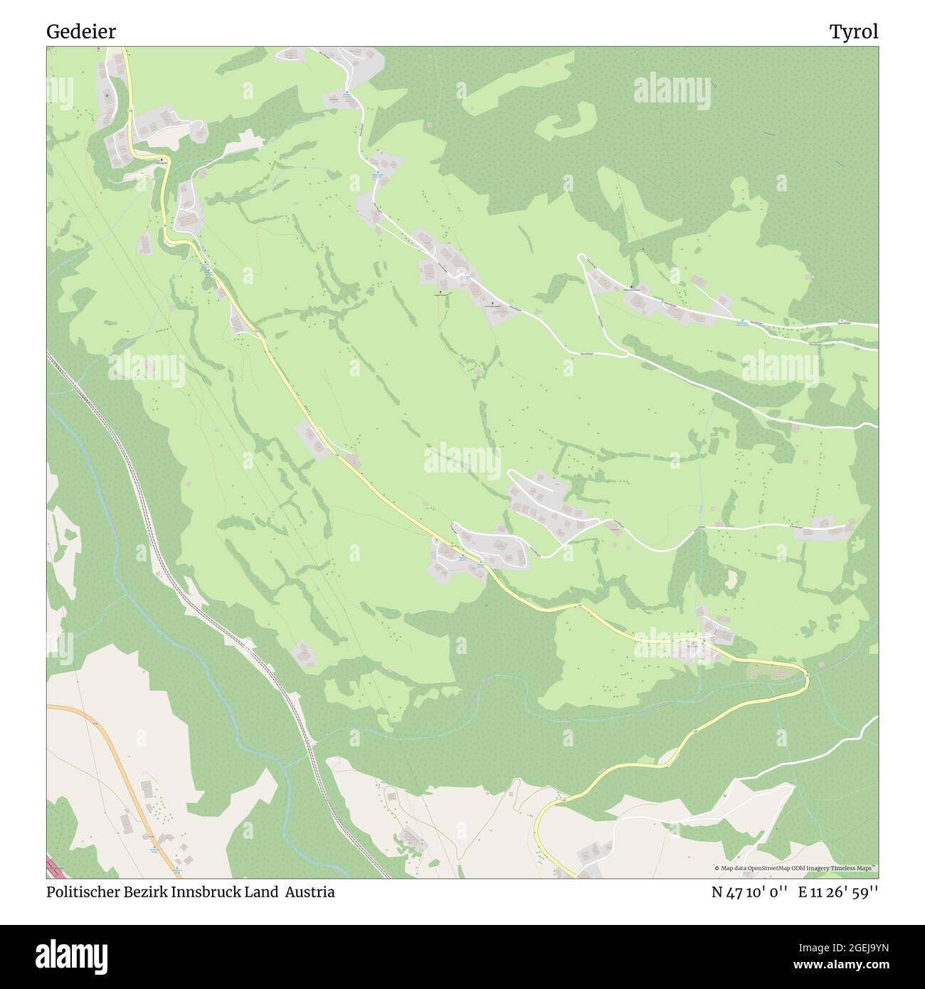 Gedeier, Politischer Bezirk Innsbruck Land, Austria, Tirolo, N 47 10' 0''', e 11 26' 59''', mappa, mappa senza tempo pubblicata nel 2021. Viaggiatori, esploratori e avventurieri come Florence Nightingale, David Livingstone, Ernest Shackleton, Lewis and Clark e Sherlock Holmes si sono affidati alle mappe per pianificare i viaggi verso gli angoli più remoti del mondo, Timeless Maps sta mappando la maggior parte delle località del mondo, mostrando il successo di grandi sogni Foto Stock