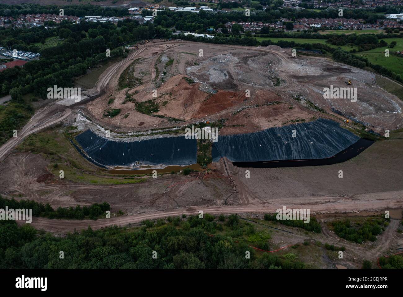 Stop the Stink, Walley’s Quarry Landfill Silverdale Newcastle Stoke on Trent Aerial Birds Eye Visualizza le immagini ideali per i News Reports Foto Stock