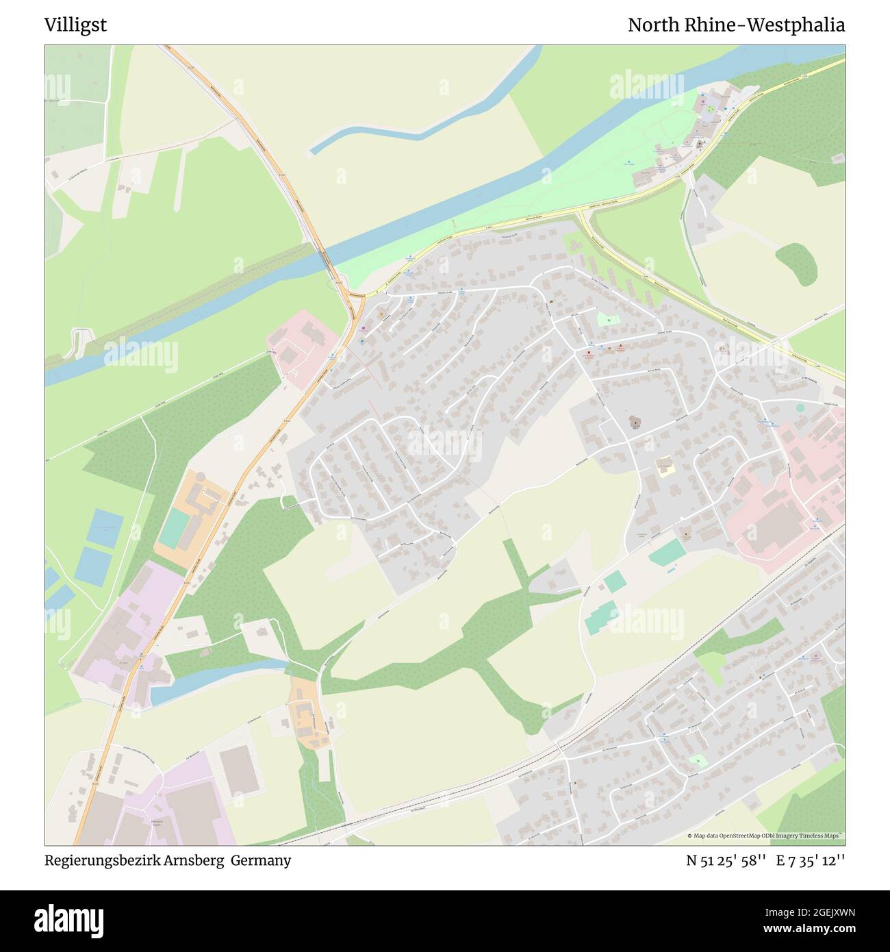 Villigst, Regierungsbezirk Arnsberg, Germania, Renania settentrionale-Vestfalia, N 51 25' 58'', e 7 35' 12''', mappa, mappa senza tempo pubblicata nel 2021. Viaggiatori, esploratori e avventurieri come Florence Nightingale, David Livingstone, Ernest Shackleton, Lewis and Clark e Sherlock Holmes si sono affidati alle mappe per pianificare i viaggi verso gli angoli più remoti del mondo, Timeless Maps sta mappando la maggior parte delle località del mondo, mostrando il successo di grandi sogni Foto Stock