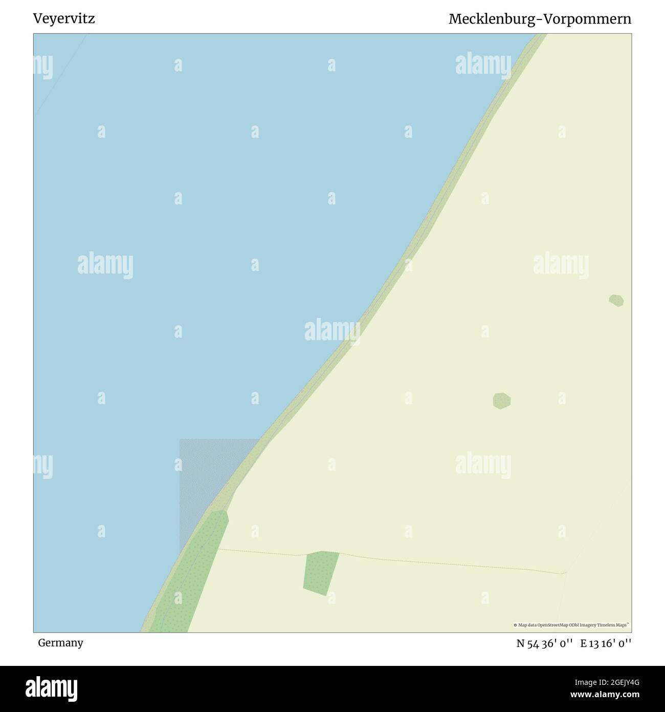 Veyervitz, Germania, Mecklenburg-Vorpommern, N 54 36' 0'', e 13 16' 0'', mappa, Mappa senza tempo pubblicata nel 2021. Viaggiatori, esploratori e avventurieri come Florence Nightingale, David Livingstone, Ernest Shackleton, Lewis and Clark e Sherlock Holmes si sono affidati alle mappe per pianificare i viaggi verso gli angoli più remoti del mondo, Timeless Maps sta mappando la maggior parte delle località del mondo, mostrando il successo di grandi sogni Foto Stock
