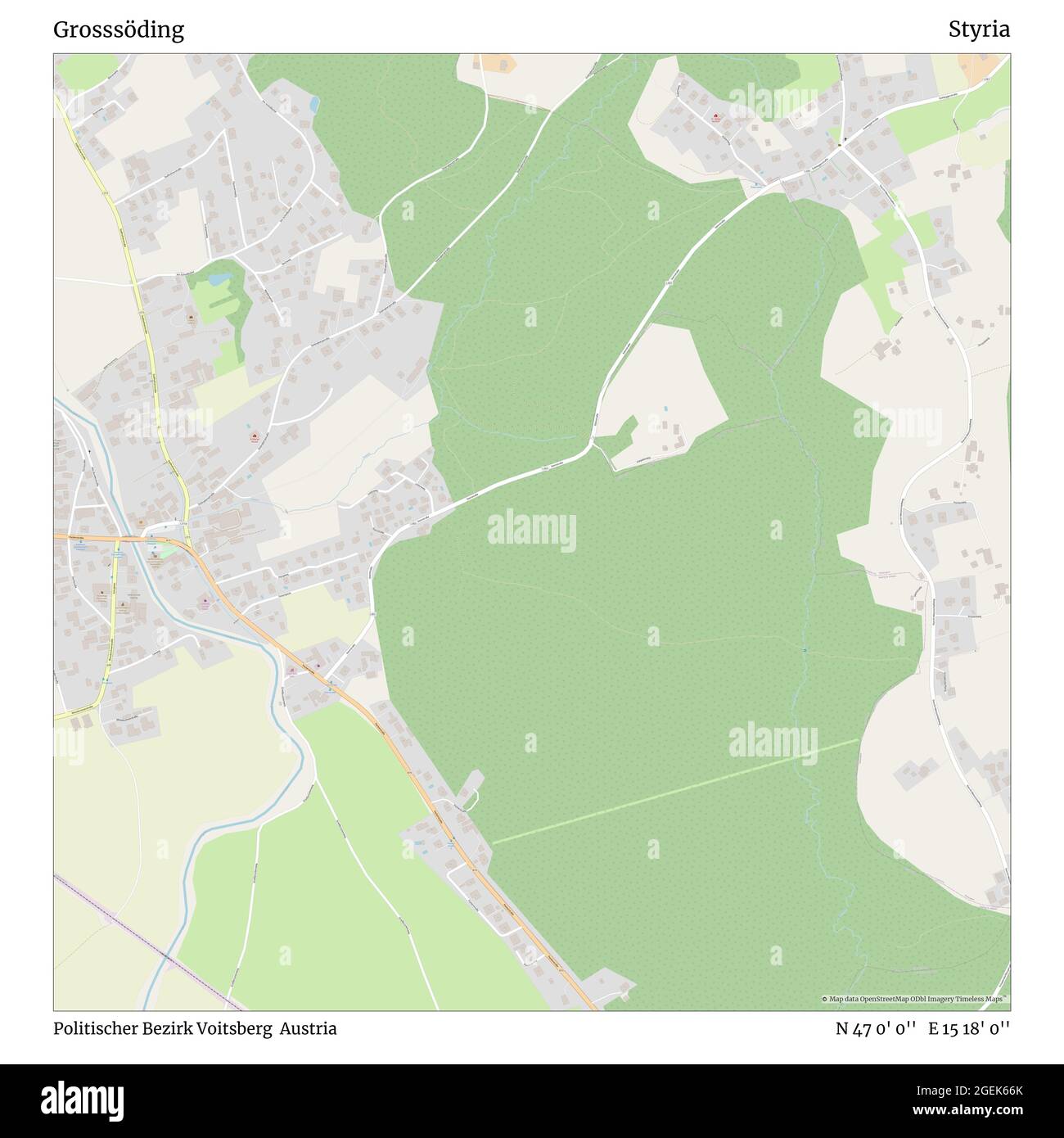 Grosssöding, Politischer Bezirk Voitsberg, Austria, Stiria, N 47 0' 0''', e 15 18' 0''', mappa, Mappa senza tempo pubblicata nel 2021. Viaggiatori, esploratori e avventurieri come Florence Nightingale, David Livingstone, Ernest Shackleton, Lewis and Clark e Sherlock Holmes si sono affidati alle mappe per pianificare i viaggi verso gli angoli più remoti del mondo, Timeless Maps sta mappando la maggior parte delle località del mondo, mostrando il successo di grandi sogni Foto Stock