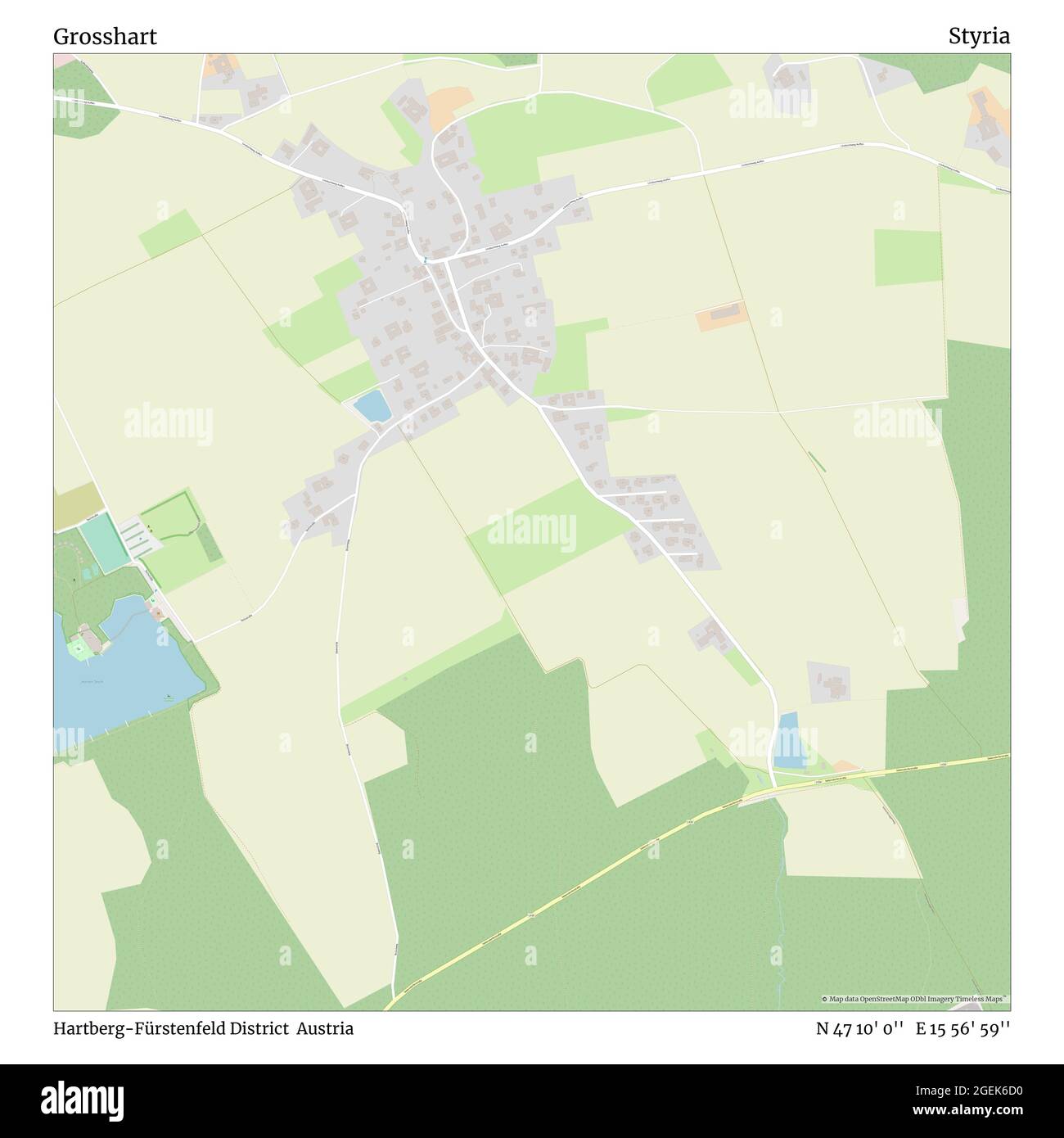 Grosshart, distretto di Hartberg-Fürstenfeld, Austria, Stiria, N 47 10' 0''', e 15 56' 59''', mappa, mappa senza tempo pubblicata nel 2021. Viaggiatori, esploratori e avventurieri come Florence Nightingale, David Livingstone, Ernest Shackleton, Lewis and Clark e Sherlock Holmes si sono affidati alle mappe per pianificare i viaggi verso gli angoli più remoti del mondo, Timeless Maps sta mappando la maggior parte delle località del mondo, mostrando il successo di grandi sogni Foto Stock