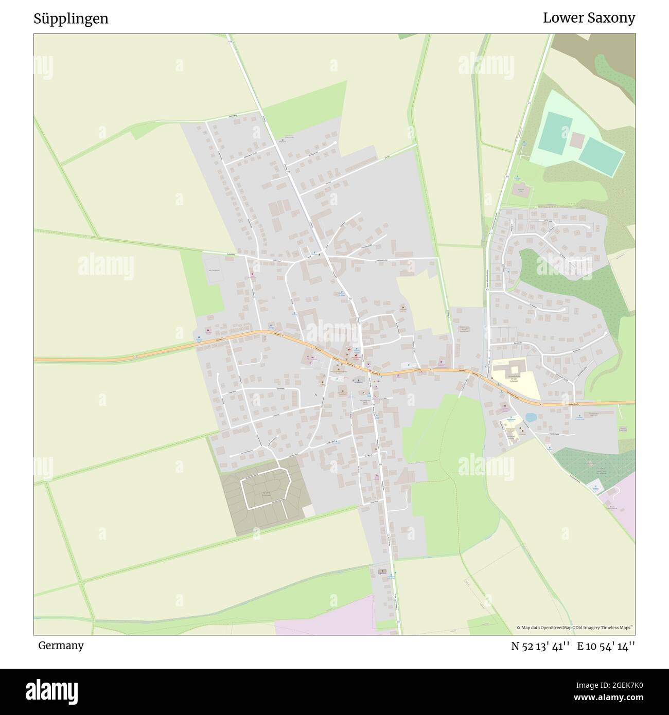 Süpplingen, Germania, bassa Sassonia, N 52 13' 41'', e 10 54' 14'', mappa, mappa senza tempo pubblicata nel 2021. Viaggiatori, esploratori e avventurieri come Florence Nightingale, David Livingstone, Ernest Shackleton, Lewis and Clark e Sherlock Holmes si sono affidati alle mappe per pianificare i viaggi verso gli angoli più remoti del mondo, Timeless Maps sta mappando la maggior parte delle località del mondo, mostrando il successo di grandi sogni Foto Stock