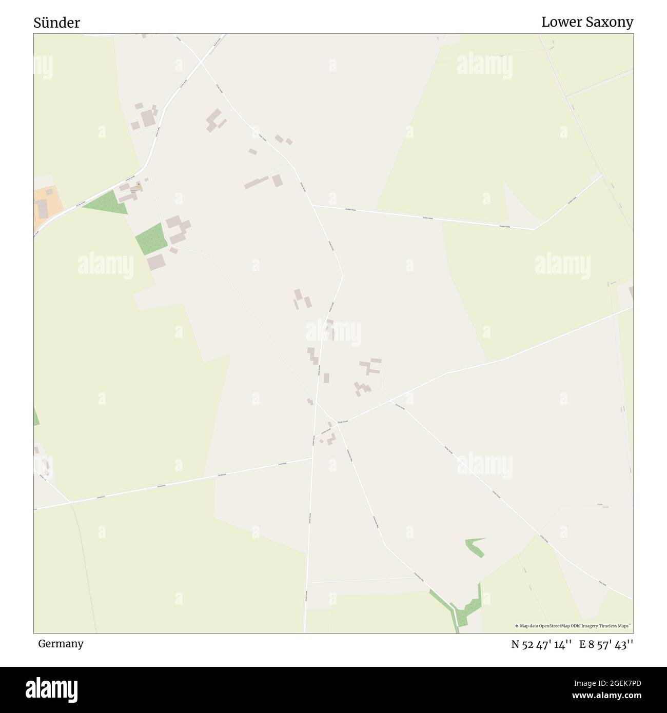 Sünder, Germania, bassa Sassonia, N 52 47' 14''', e 8 57' 43''', mappa, mappa senza tempo pubblicata nel 2021. Viaggiatori, esploratori e avventurieri come Florence Nightingale, David Livingstone, Ernest Shackleton, Lewis and Clark e Sherlock Holmes si sono affidati alle mappe per pianificare i viaggi verso gli angoli più remoti del mondo, Timeless Maps sta mappando la maggior parte delle località del mondo, mostrando il successo di grandi sogni Foto Stock