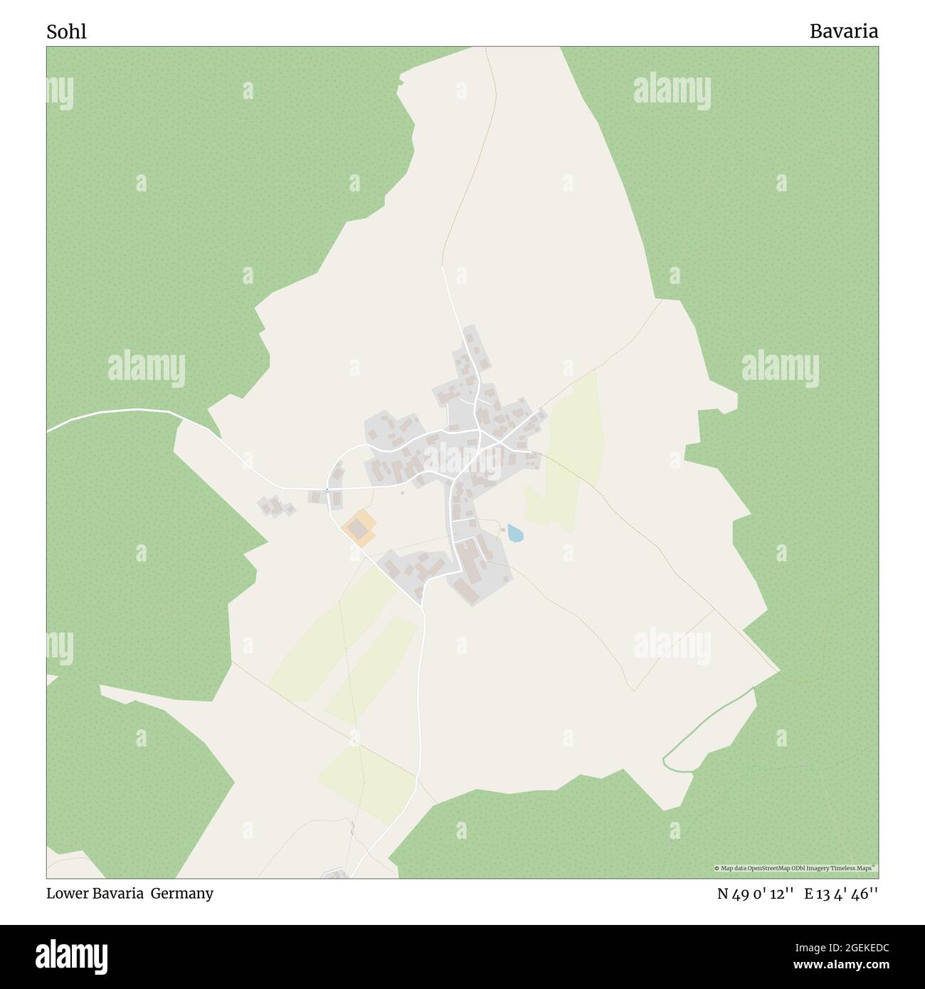 Sohl, bassa Baviera, Germania, Baviera, N 49 0' 12'', e 13 4' 46''', mappa, mappa senza tempo pubblicata nel 2021. Viaggiatori, esploratori e avventurieri come Florence Nightingale, David Livingstone, Ernest Shackleton, Lewis and Clark e Sherlock Holmes si sono affidati alle mappe per pianificare i viaggi verso gli angoli più remoti del mondo, Timeless Maps sta mappando la maggior parte delle località del mondo, mostrando il successo di grandi sogni Foto Stock