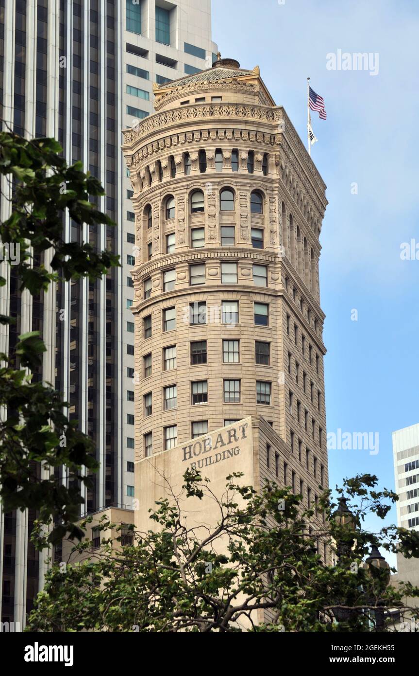 Hobart Building vicino a Montgomery e 2nd Street, Market Street, San Francisco, California, USA Foto Stock