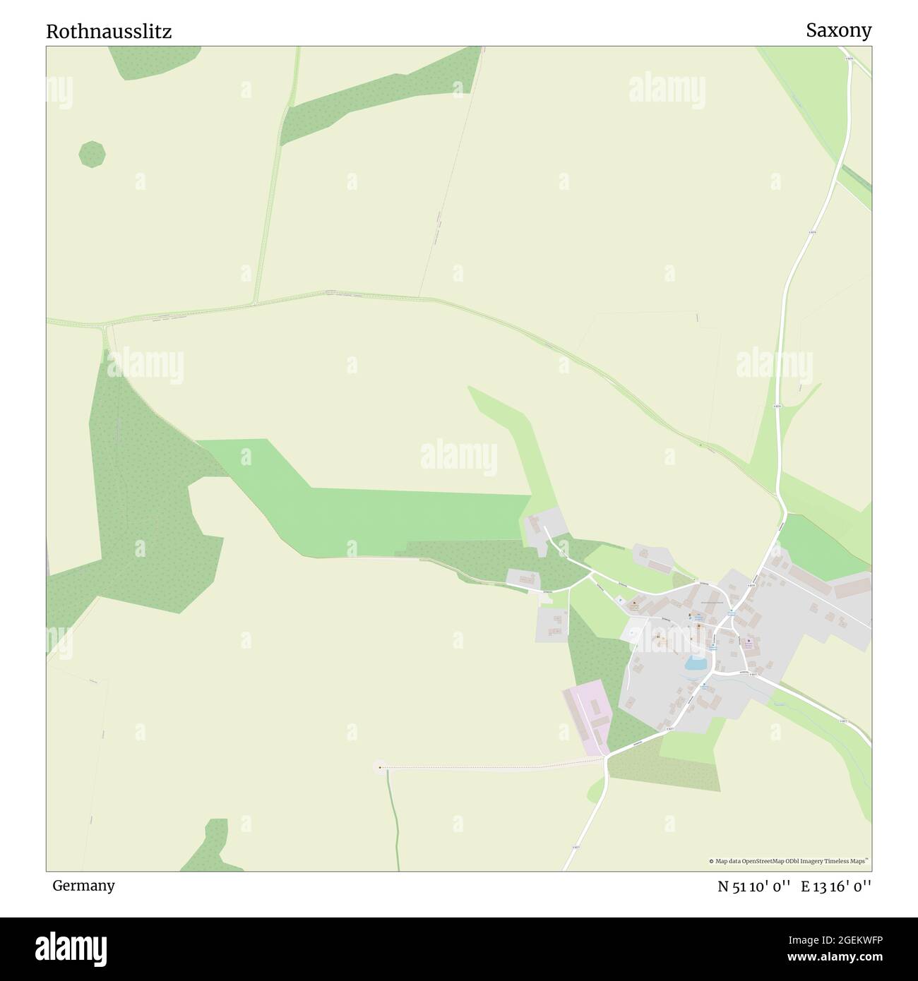 Rothnausslitz, Germania, Sassonia, N 51 10' 0'', e 13 16' 0''', mappa, mappa senza tempo pubblicata nel 2021. Viaggiatori, esploratori e avventurieri come Florence Nightingale, David Livingstone, Ernest Shackleton, Lewis and Clark e Sherlock Holmes si sono affidati alle mappe per pianificare i viaggi verso gli angoli più remoti del mondo, Timeless Maps sta mappando la maggior parte delle località del mondo, mostrando il successo di grandi sogni Foto Stock