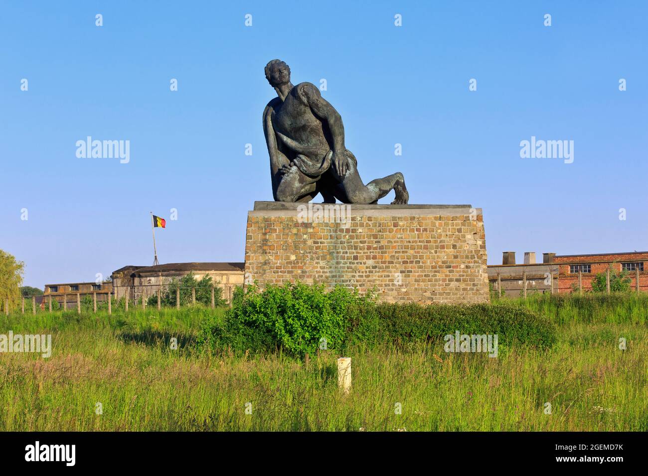 Il prigioniero politico (1947) di Idel Ianchelevici a Fort Breendonk (un campo di prigionia nazista della seconda guerra mondiale) a Breendonk (provincia di Anversa), Belgio Foto Stock