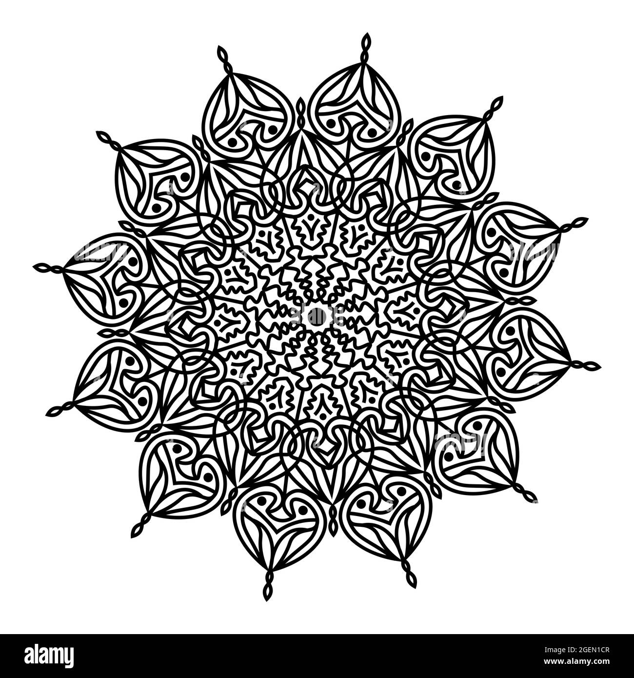 meditazione etnica relax mandala art design con decorazione floreale ripetizione decorativo sfondo illustrazione Illustrazione Vettoriale