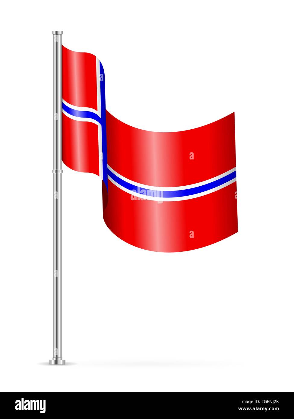 Bandiera ondulata della Norvegia su sfondo bianco. Illustrazione vettoriale. Foto Stock