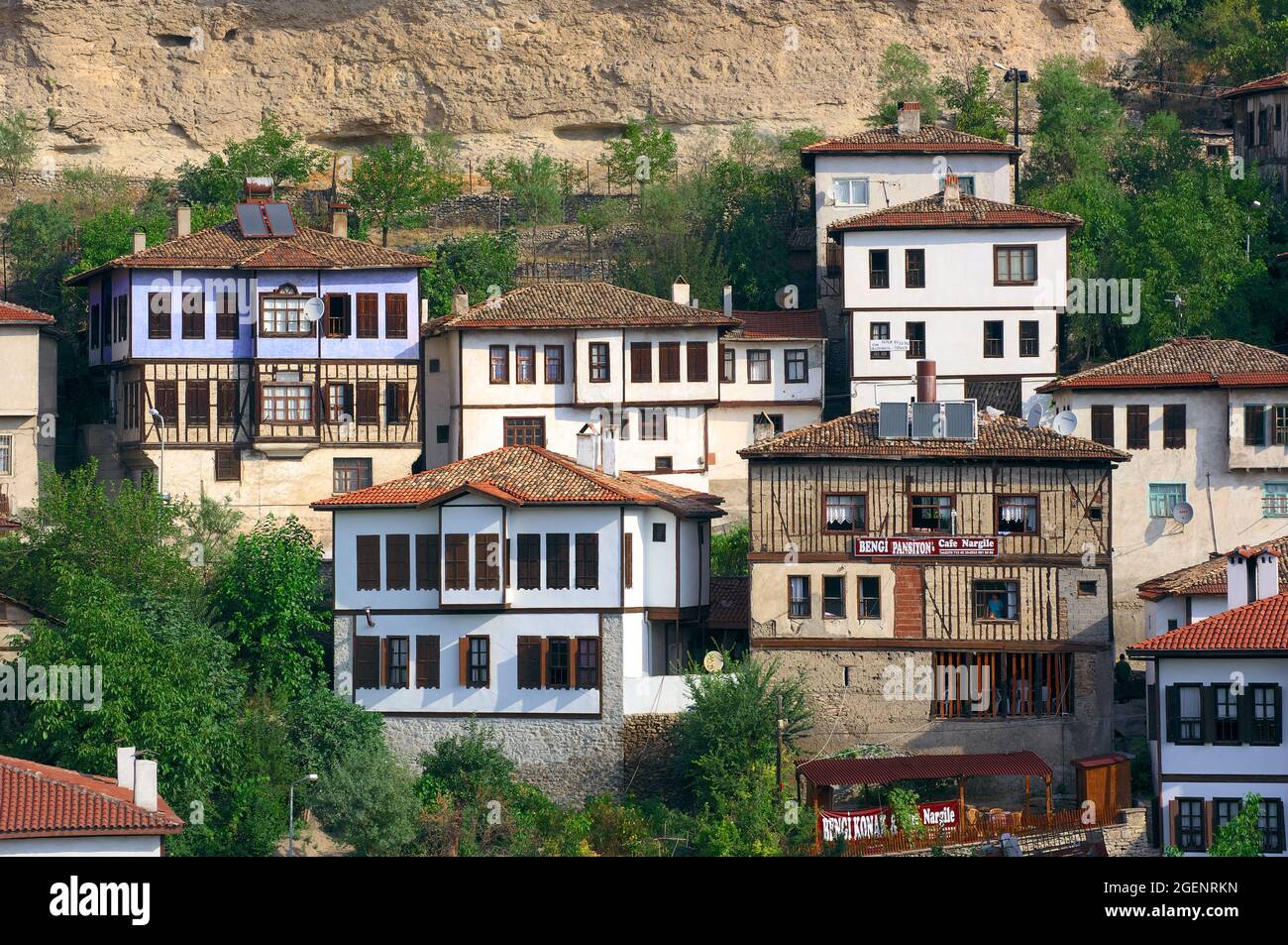 Architettura tradizionale di una casa di Turchia a Safranbolu città destinazione di un viaggio turistico in Anatolia Foto Stock