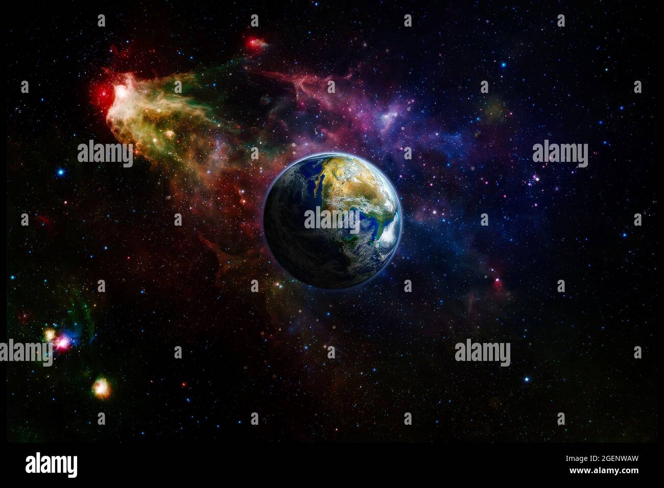Pianeta Terra nello spazio esterno scuro. Vista della terra dalla luna. Elementi di questa immagine forniti dalla NASA Foto Stock