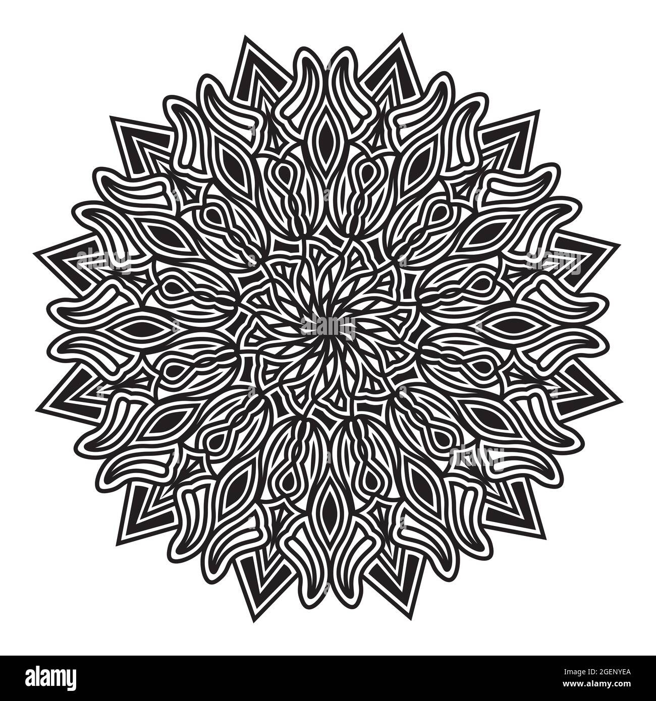 illustrazione della texture mandala floreale del motivo decorativo ornamentale della silhouette di stampa di sfondo Illustrazione Vettoriale