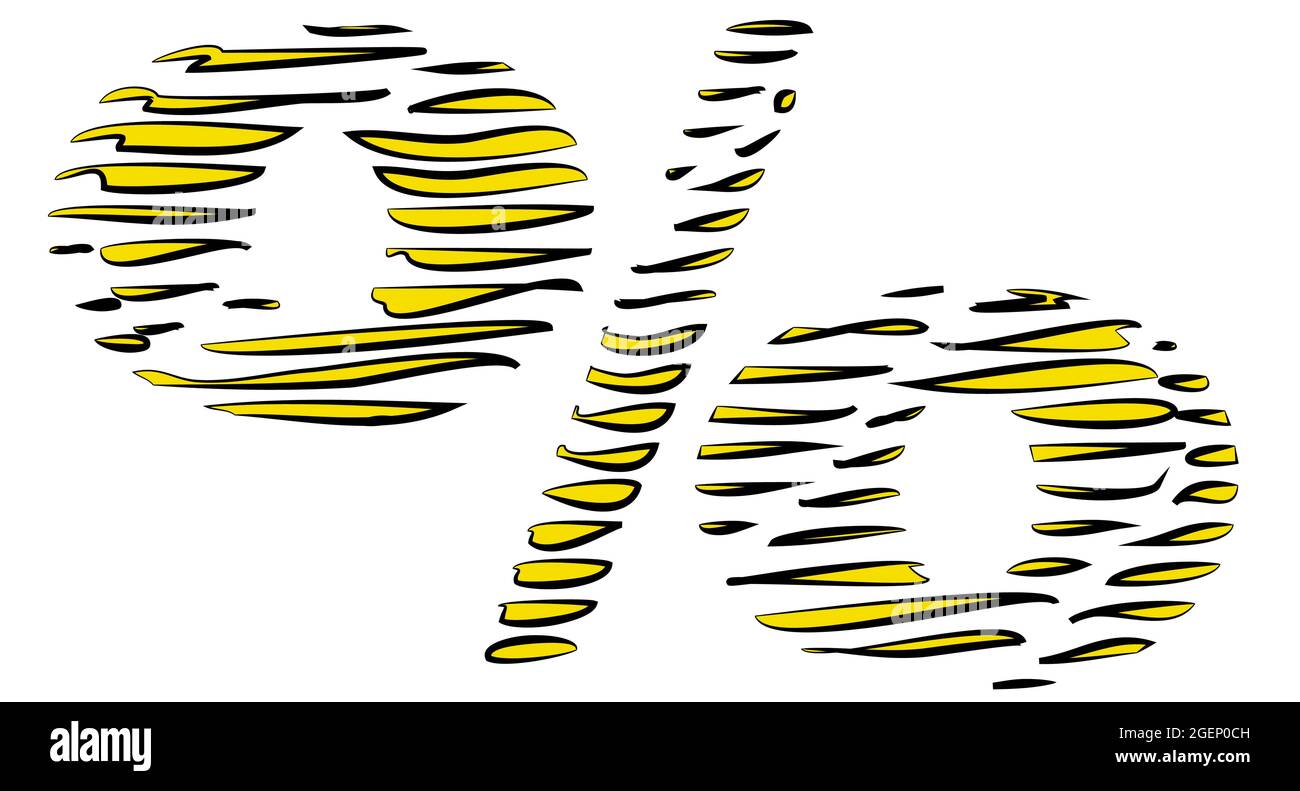 Segno percentuale da strisce irregolari isolate su sfondo bianco. Illustrazione Vettoriale