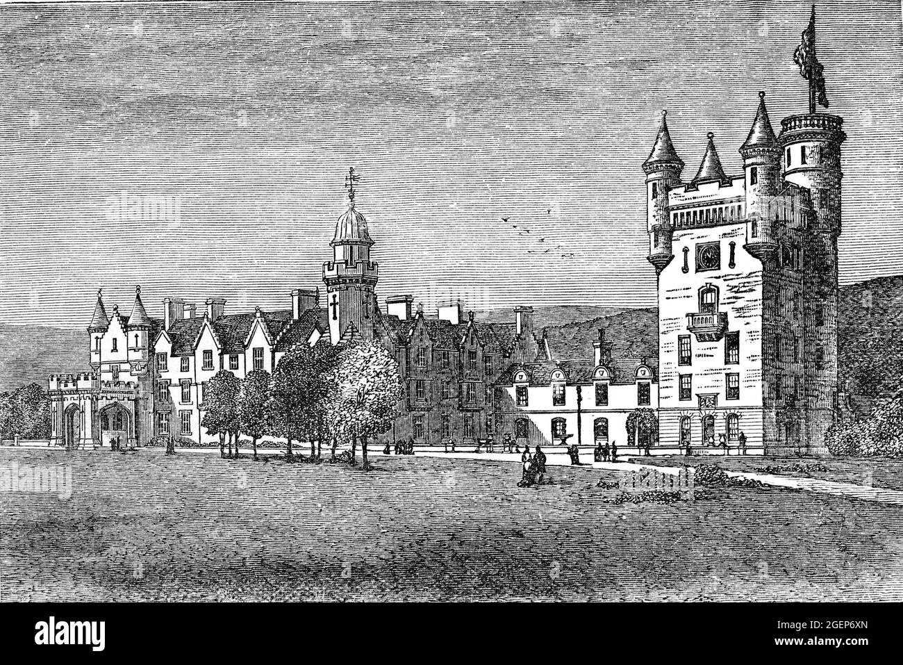 Balmoral Castle Royal Home Scozia Queen Victoria Home e giardini costruiti dal Principe Alberto a metà del XIX secolo. Foto Stock