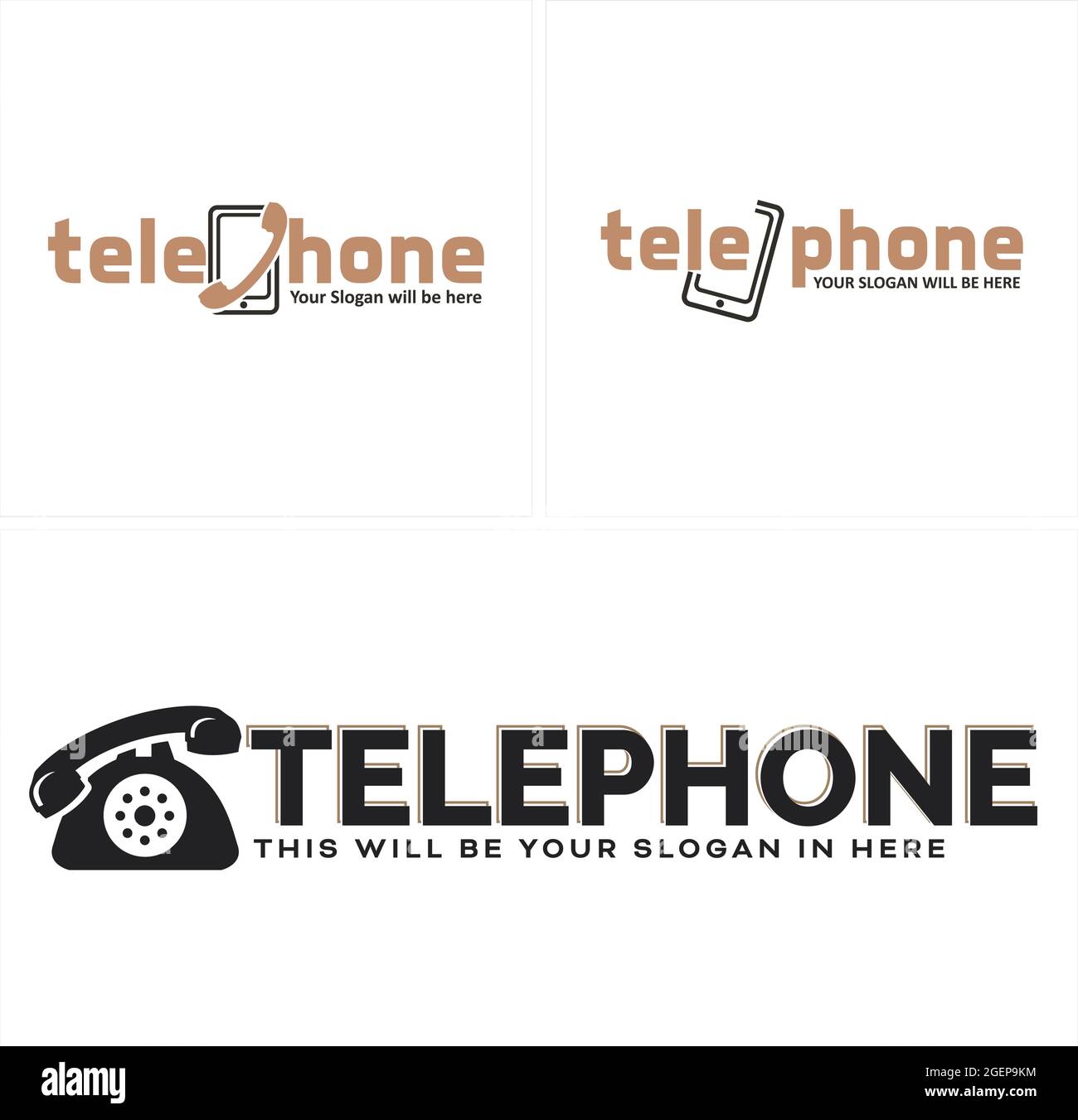 Telefono per comunicazioni tecnologia analogica logo digitale Illustrazione Vettoriale