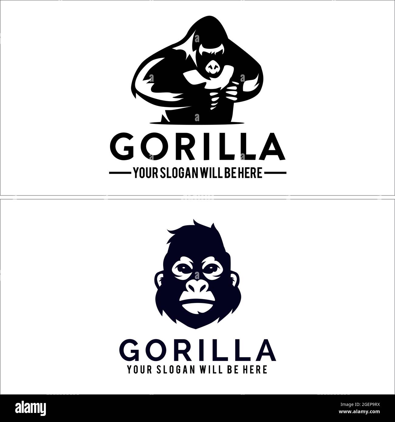 Cartoon animale etichetta gorilla illustrazione vettore logo Illustrazione Vettoriale