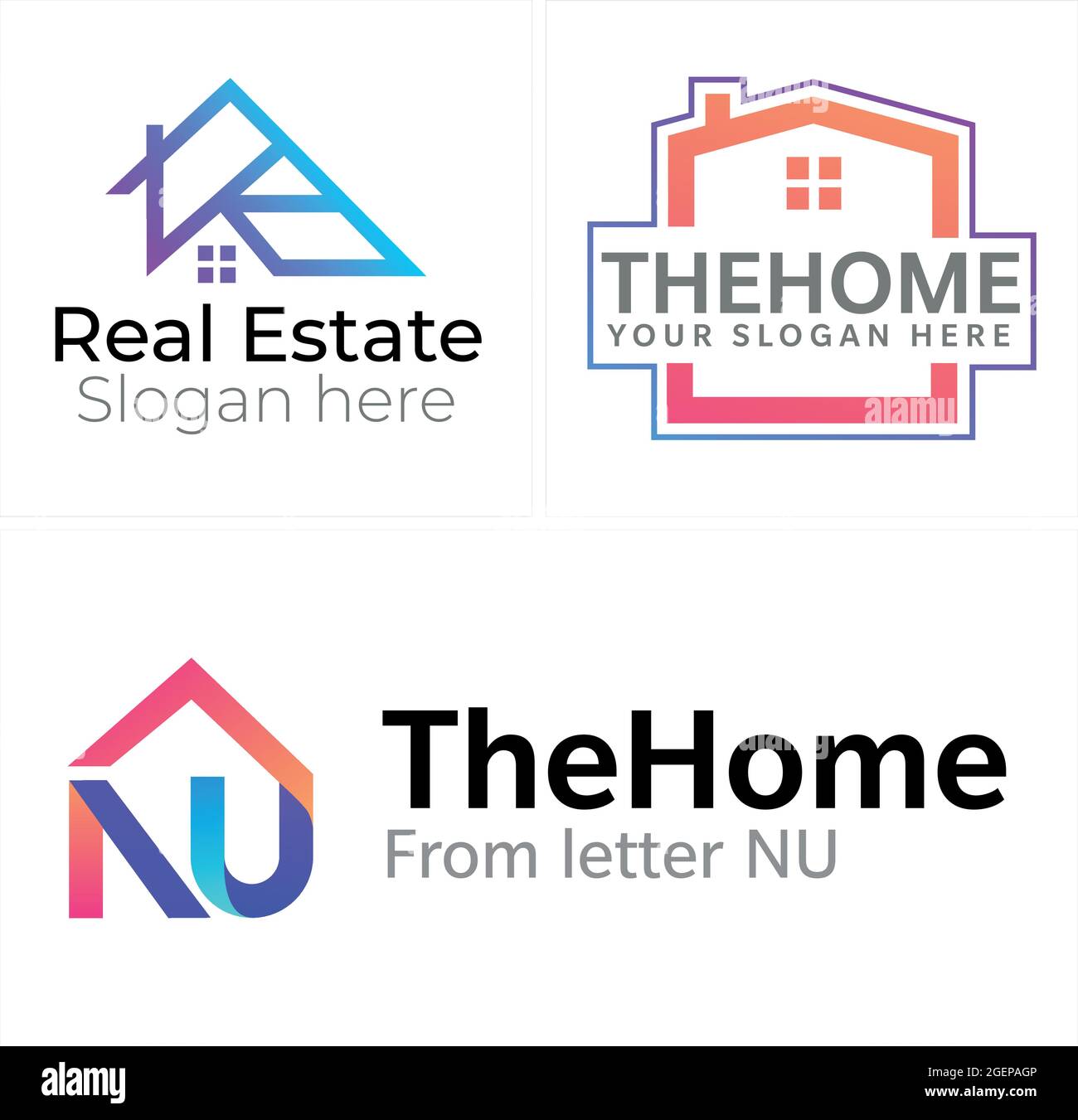 Immobiliare ipoteca costruzione business proprietà residenziale logo design Illustrazione Vettoriale