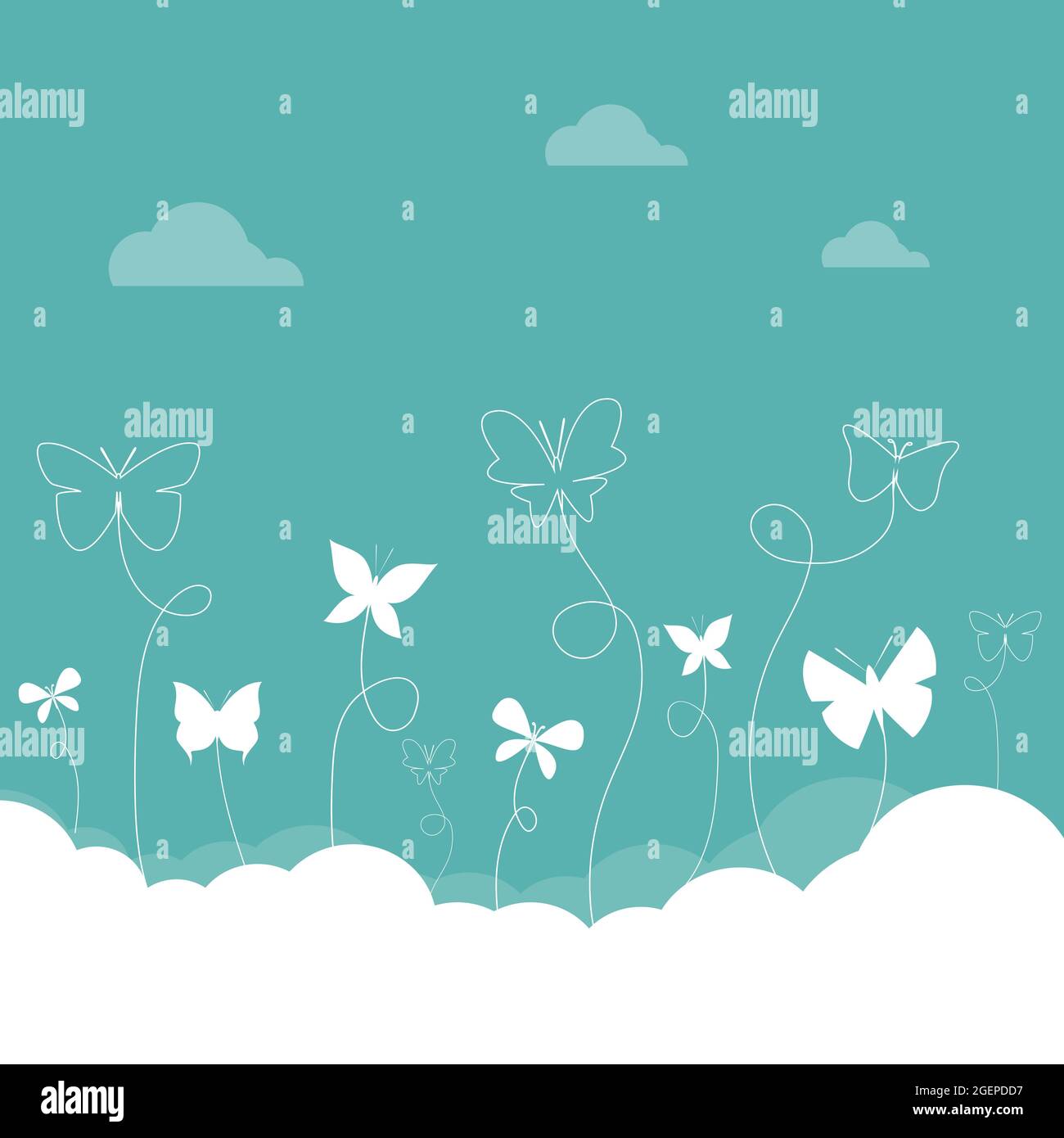 Gruppo di farfalle che volano nel cielo. Illustrazione vettoriale a livelli facilmente modificabile. Animali selvatici. Illustrazione Vettoriale