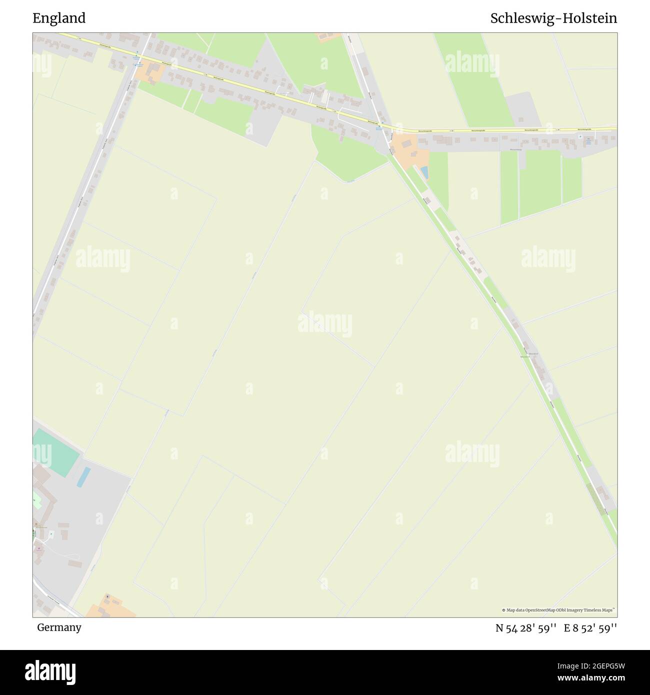 Inghilterra, Germania, Schleswig-Holstein, N 54 28' 59'', e 8 52' 59''', mappa, mappa senza tempo pubblicata nel 2021. Viaggiatori, esploratori e avventurieri come Florence Nightingale, David Livingstone, Ernest Shackleton, Lewis and Clark e Sherlock Holmes si sono affidati alle mappe per pianificare i viaggi verso gli angoli più remoti del mondo, Timeless Maps sta mappando la maggior parte delle località del mondo, mostrando il successo di grandi sogni Foto Stock