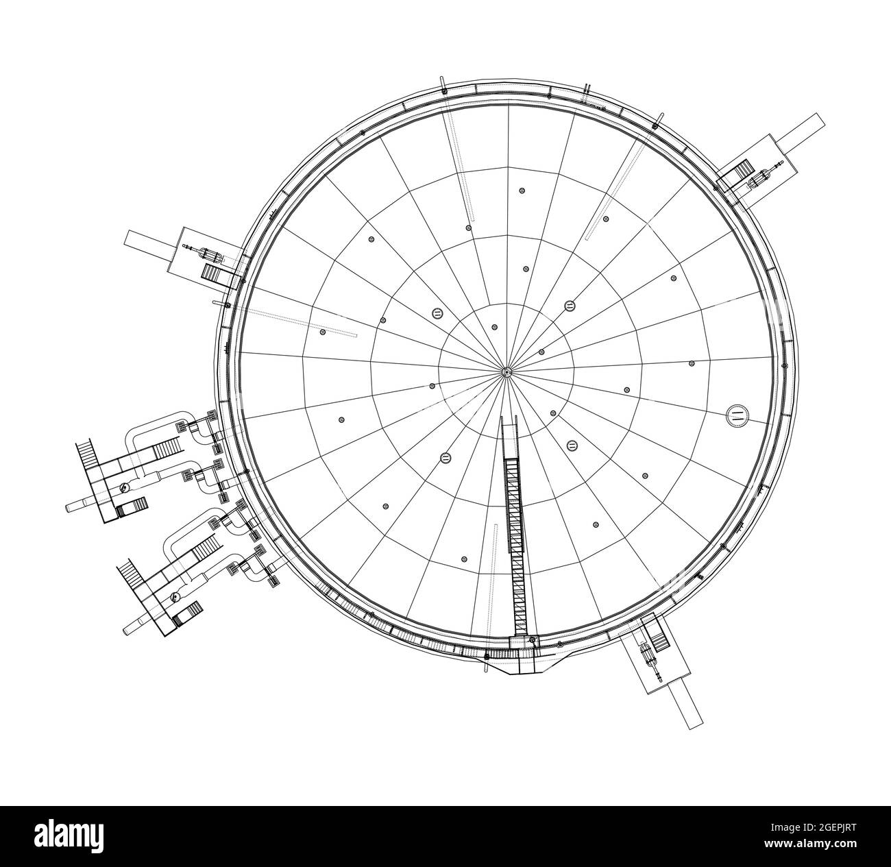 Serbatoio dell'olio grande con tetto flottante. Vettore Illustrazione Vettoriale