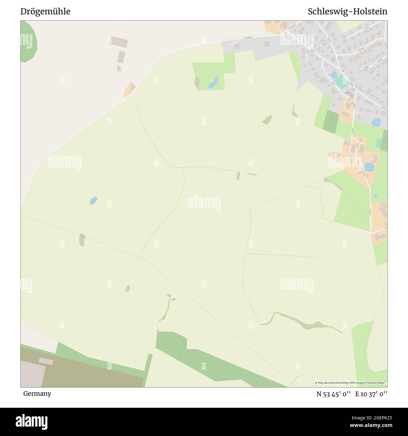 Drögemühle, Germania, Schleswig-Holstein, N 53 45' 0'', e 10 37' 0''', mappa, mappa senza tempo pubblicata nel 2021. Viaggiatori, esploratori e avventurieri come Florence Nightingale, David Livingstone, Ernest Shackleton, Lewis and Clark e Sherlock Holmes si sono affidati alle mappe per pianificare i viaggi verso gli angoli più remoti del mondo, Timeless Maps sta mappando la maggior parte delle località del mondo, mostrando il successo di grandi sogni Foto Stock