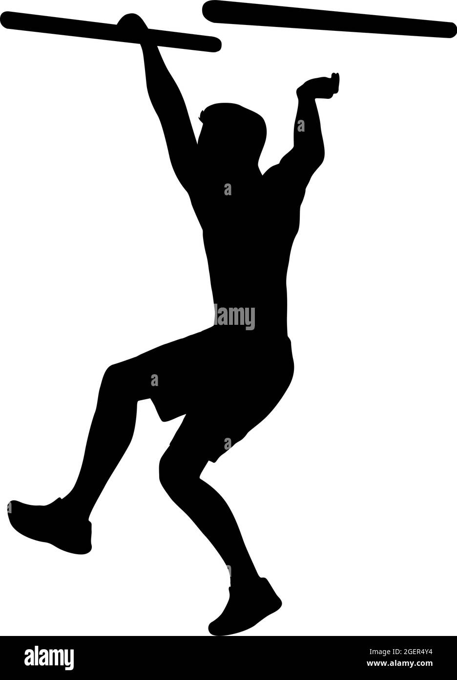 Silhouette di un punto di allenamento pull-up su sfondo bianco. Illustrazione Vettoriale