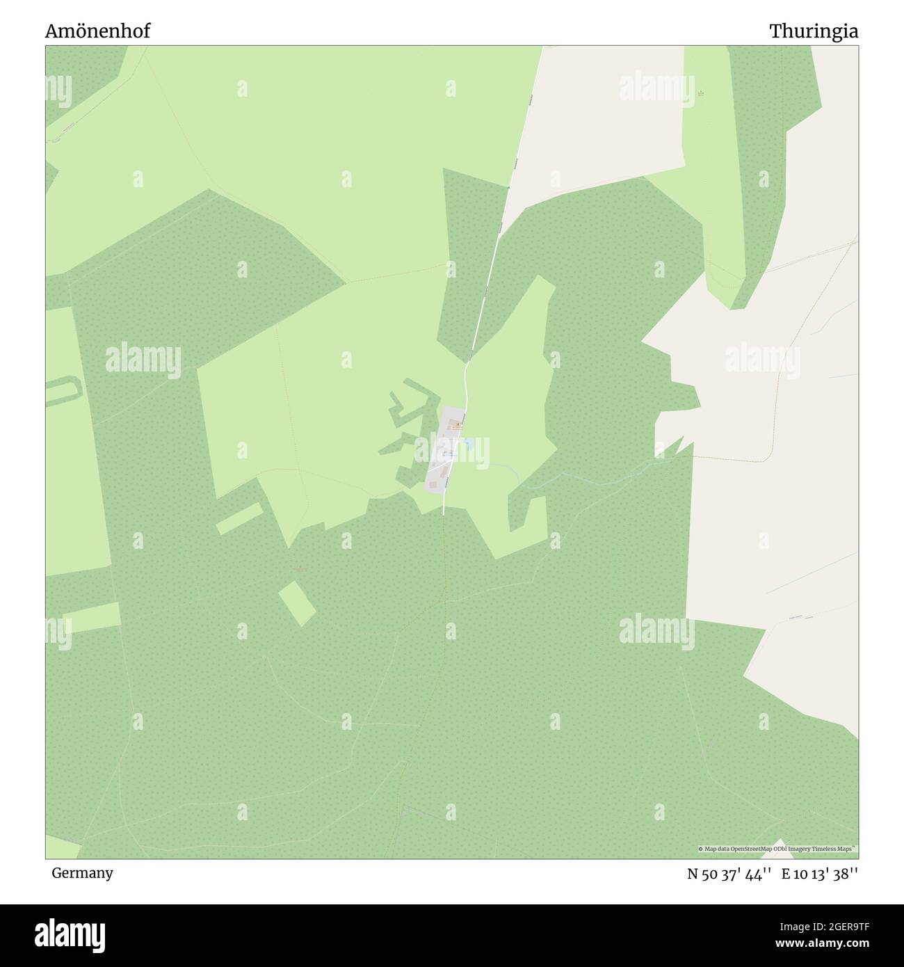 Amönenhof, Germania, Turingia, N 50 37' 44'', e 10 13' 38'', mappa, Mappa senza tempo pubblicata nel 2021. Viaggiatori, esploratori e avventurieri come Florence Nightingale, David Livingstone, Ernest Shackleton, Lewis and Clark e Sherlock Holmes si sono affidati alle mappe per pianificare i viaggi verso gli angoli più remoti del mondo, Timeless Maps sta mappando la maggior parte delle località del mondo, mostrando il successo di grandi sogni Foto Stock