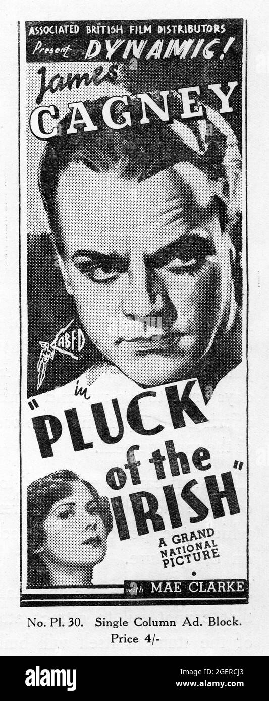 JAMES CAGNEY e MAE CLARKE in GRANDE RAGAZZO aka PRUCK OF THE IRISH (in UK) 1936 regista JOHN G. BLYSTONE from the Johnnie Cave Stories di James Edward Grant Zion Meyers Productions / Grand National Pictures / Associated British Film Distributors (A.B.F.D.) (Nel Regno Unito) Foto Stock