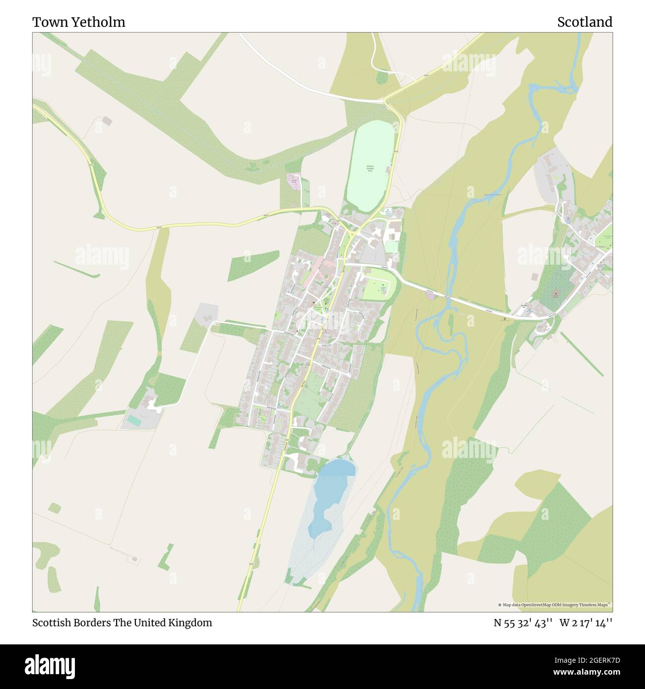 Città di Yetholm, Scottish Borders, Regno Unito, Scozia, N 55 32' 43''', W 2 17' 14''', mappa, mappa senza tempo pubblicata nel 2021. Viaggiatori, esploratori e avventurieri come Florence Nightingale, David Livingstone, Ernest Shackleton, Lewis and Clark e Sherlock Holmes si sono affidati alle mappe per pianificare i viaggi verso gli angoli più remoti del mondo, Timeless Maps sta mappando la maggior parte delle località del mondo, mostrando il successo di grandi sogni Foto Stock