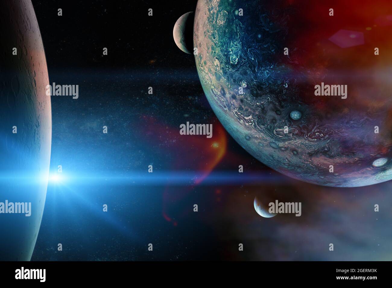 Pianeti alieni nello spazio esterno. Elementi di questa immagine forniti dalla NASA. Foto Stock