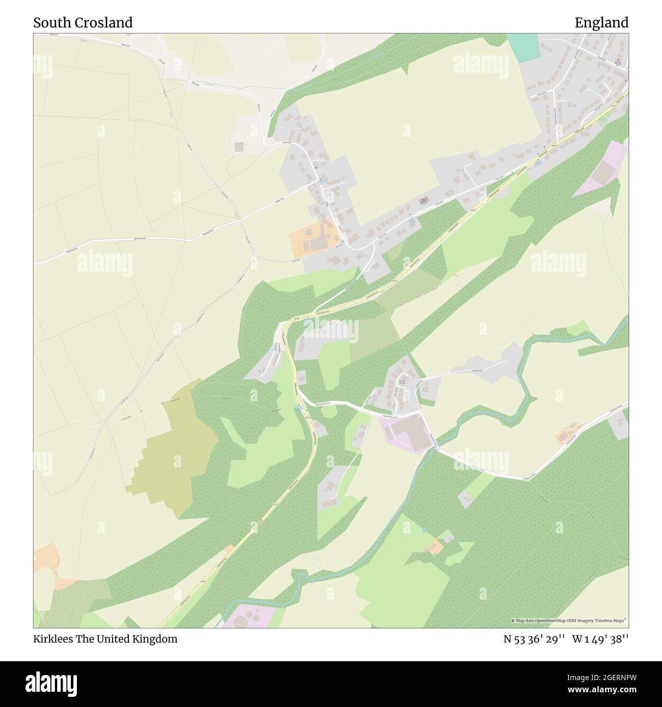 South Crosland, Kirklees, Regno Unito, Inghilterra, N 53 36' 29'', W 1 49' 38''', mappa, mappa senza tempo pubblicata nel 2021. Viaggiatori, esploratori e avventurieri come Florence Nightingale, David Livingstone, Ernest Shackleton, Lewis and Clark e Sherlock Holmes si sono affidati alle mappe per pianificare i viaggi verso gli angoli più remoti del mondo, Timeless Maps sta mappando la maggior parte delle località del mondo, mostrando il successo di grandi sogni Foto Stock