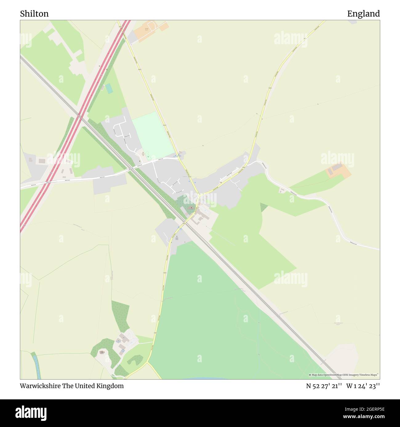 Shilton, Warwickshire, Regno Unito, Inghilterra, N 52 27' 21'', W 1 24' 23''', mappa, Mappa senza tempo pubblicata nel 2021. Viaggiatori, esploratori e avventurieri come Florence Nightingale, David Livingstone, Ernest Shackleton, Lewis and Clark e Sherlock Holmes si sono affidati alle mappe per pianificare i viaggi verso gli angoli più remoti del mondo, Timeless Maps sta mappando la maggior parte delle località del mondo, mostrando il successo di grandi sogni Foto Stock