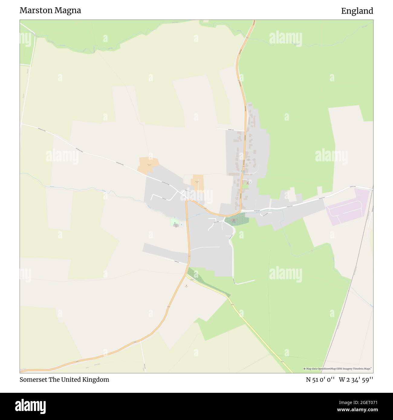 Marston Magna, Somerset, Regno Unito, Inghilterra, N 51 0' 0'', W 2 34' 59''', mappa, mappa senza tempo pubblicata nel 2021. Viaggiatori, esploratori e avventurieri come Florence Nightingale, David Livingstone, Ernest Shackleton, Lewis and Clark e Sherlock Holmes si sono affidati alle mappe per pianificare i viaggi verso gli angoli più remoti del mondo, Timeless Maps sta mappando la maggior parte delle località del mondo, mostrando il successo di grandi sogni Foto Stock