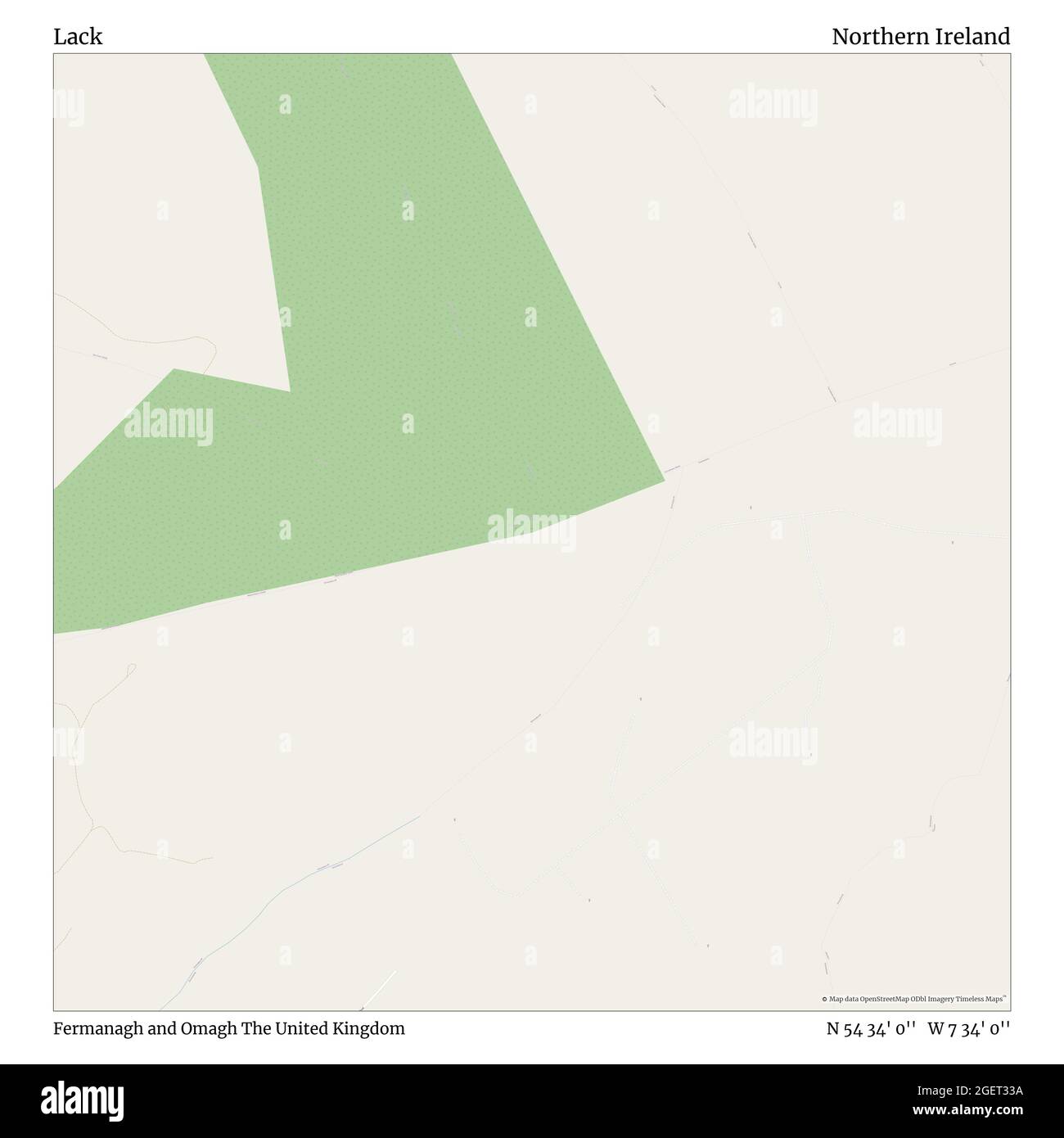 Lack, Fermanagh and Omagh, Regno Unito, Irlanda del Nord, N 54 34' 0''', W 7 34' 0''', mappa, mappa senza tempo pubblicata nel 2021. Viaggiatori, esploratori e avventurieri come Florence Nightingale, David Livingstone, Ernest Shackleton, Lewis and Clark e Sherlock Holmes si sono affidati alle mappe per pianificare i viaggi verso gli angoli più remoti del mondo, Timeless Maps sta mappando la maggior parte delle località del mondo, mostrando il successo di grandi sogni Foto Stock