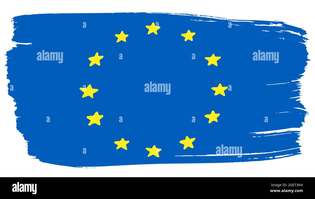 Bandiera Unione europea colpi di pennello. Illustrazione vettoriale dello schizzo disegnato a mano Illustrazione Vettoriale