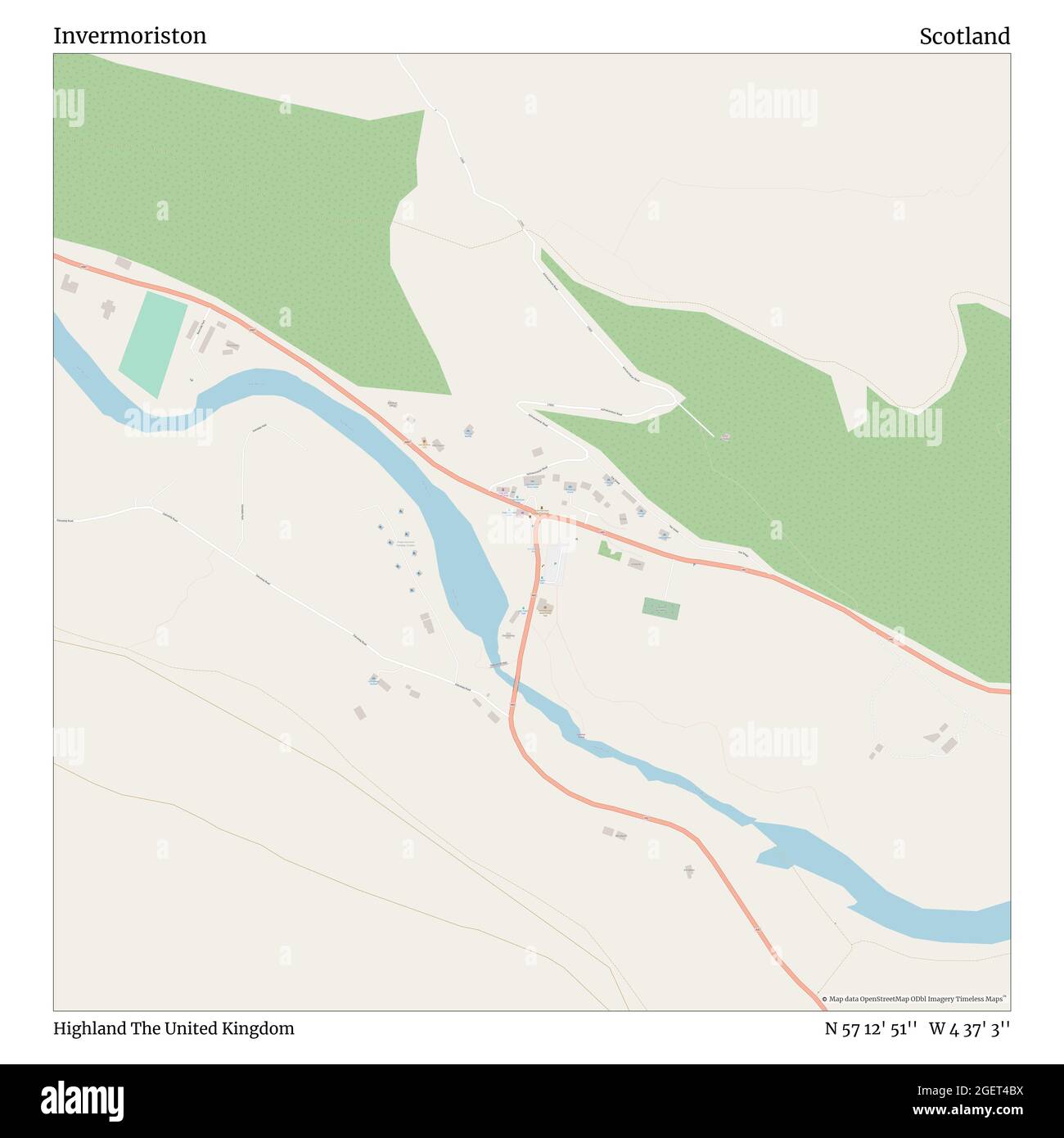 Invermoriston, Highland, Regno Unito, Scozia, N 57 12' 51'', W 4 37' 3''', mappa, mappa senza tempo pubblicata nel 2021. Viaggiatori, esploratori e avventurieri come Florence Nightingale, David Livingstone, Ernest Shackleton, Lewis and Clark e Sherlock Holmes si sono affidati alle mappe per pianificare i viaggi verso gli angoli più remoti del mondo, Timeless Maps sta mappando la maggior parte delle località del mondo, mostrando il successo di grandi sogni Foto Stock