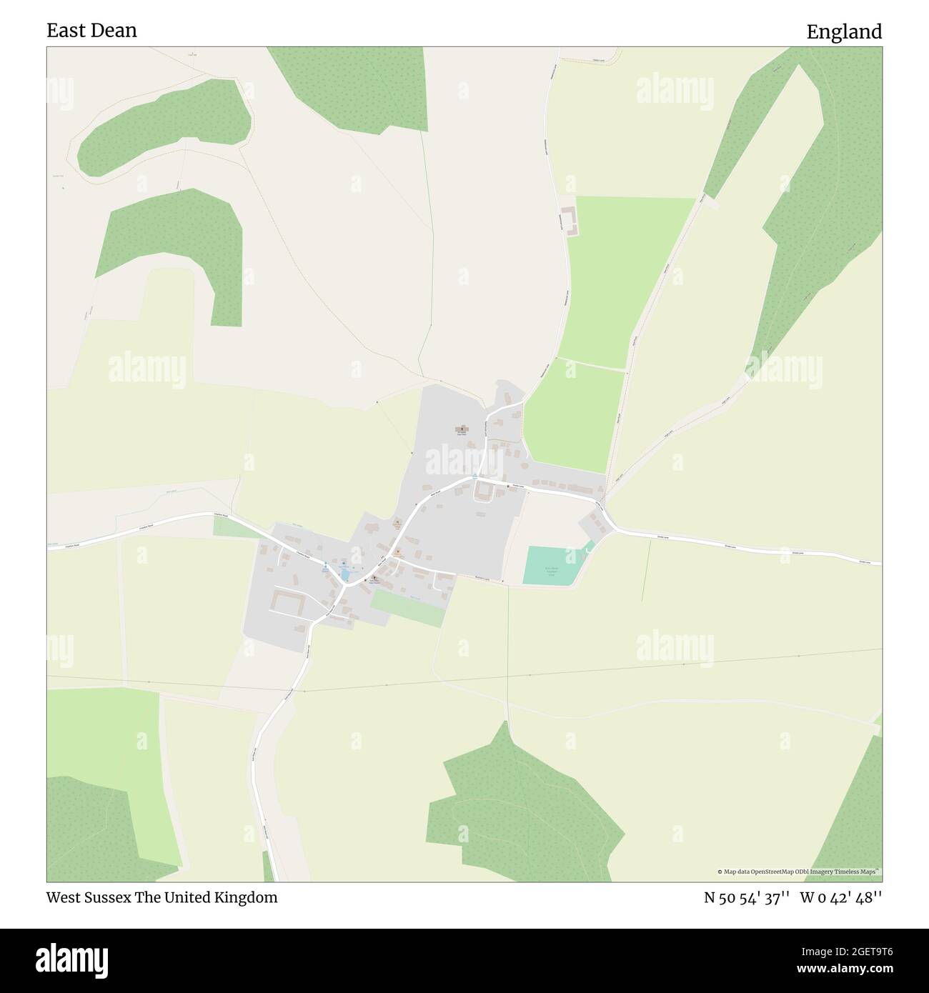 East Dean, West Sussex, Regno Unito, Inghilterra, N 50 54' 37'', W 0 42' 48''', mappa, mappa senza tempo pubblicata nel 2021. Viaggiatori, esploratori e avventurieri come Florence Nightingale, David Livingstone, Ernest Shackleton, Lewis and Clark e Sherlock Holmes si sono affidati alle mappe per pianificare i viaggi verso gli angoli più remoti del mondo, Timeless Maps sta mappando la maggior parte delle località del mondo, mostrando il successo di grandi sogni Foto Stock