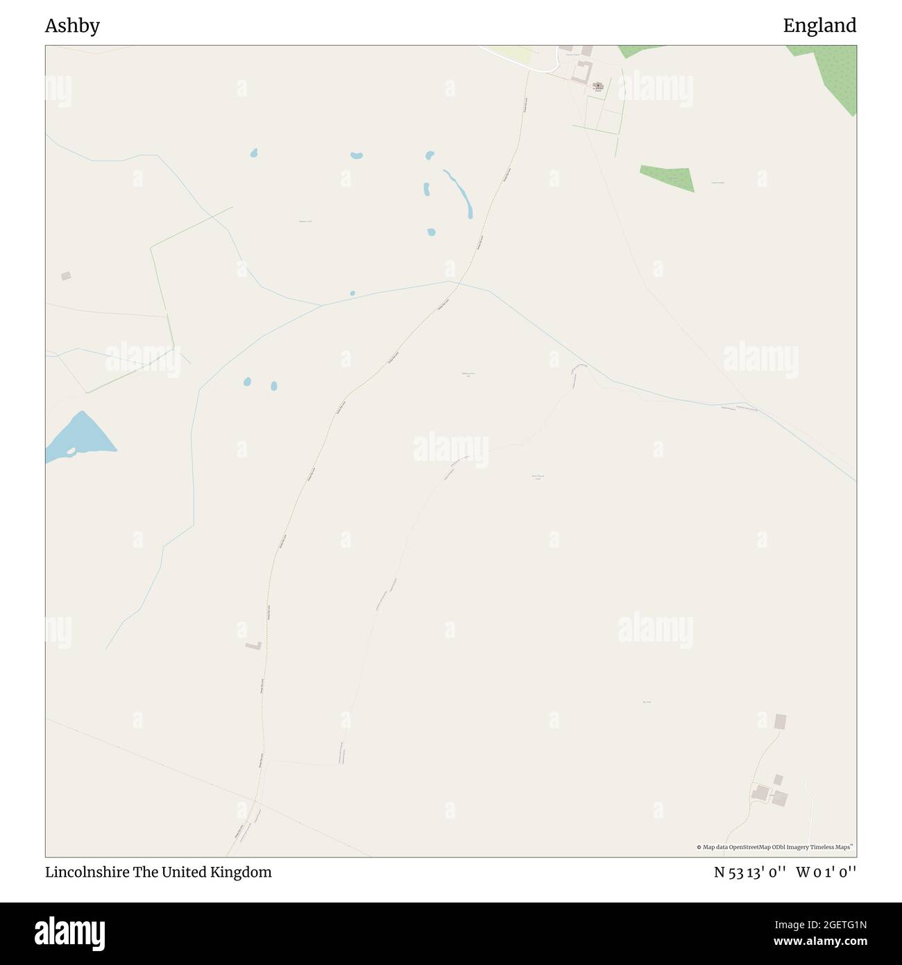 Ashby, Lincolnshire, Regno Unito, Inghilterra, N 53 13' 0'', W 0 1' 0''', mappa, Mappa senza tempo pubblicata nel 2021. Viaggiatori, esploratori e avventurieri come Florence Nightingale, David Livingstone, Ernest Shackleton, Lewis and Clark e Sherlock Holmes si sono affidati alle mappe per pianificare i viaggi verso gli angoli più remoti del mondo, Timeless Maps sta mappando la maggior parte delle località del mondo, mostrando il successo di grandi sogni Foto Stock