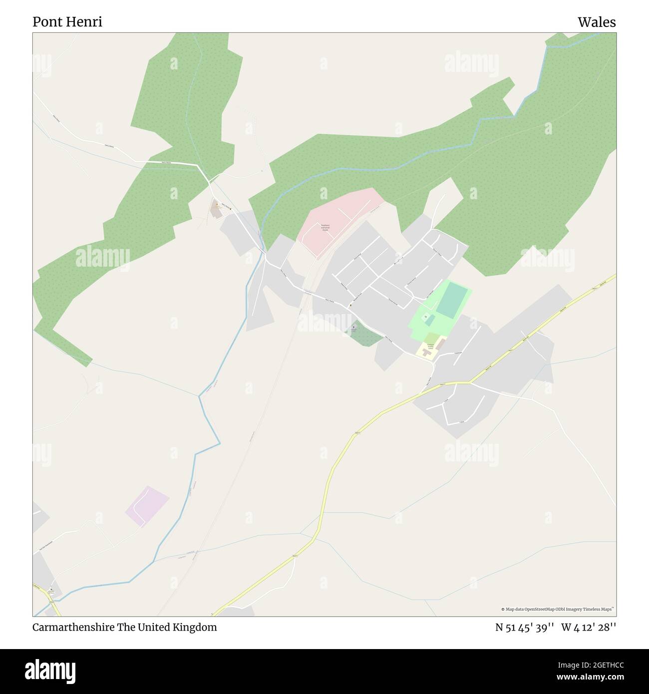 Pont Henri, Carmarthenshire, Regno Unito, Galles, N 51 45' 39'', W 4 12' 28''', mappa, mappa senza tempo pubblicata nel 2021. Viaggiatori, esploratori e avventurieri come Florence Nightingale, David Livingstone, Ernest Shackleton, Lewis and Clark e Sherlock Holmes si sono affidati alle mappe per pianificare i viaggi verso gli angoli più remoti del mondo, Timeless Maps sta mappando la maggior parte delle località del mondo, mostrando il successo di grandi sogni Foto Stock