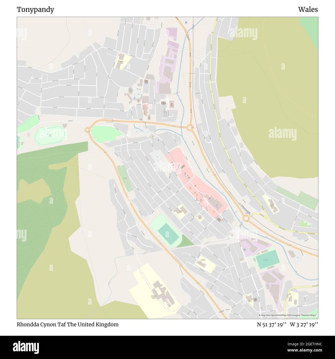 Tonypandy, Rhondda Cynon Taf, Regno Unito, Galles, N 51 37' 19''', W 3 27' 19''', mappa, Mappa senza tempo pubblicata nel 2021. Viaggiatori, esploratori e avventurieri come Florence Nightingale, David Livingstone, Ernest Shackleton, Lewis and Clark e Sherlock Holmes si sono affidati alle mappe per pianificare i viaggi verso gli angoli più remoti del mondo, Timeless Maps sta mappando la maggior parte delle località del mondo, mostrando il successo di grandi sogni Foto Stock