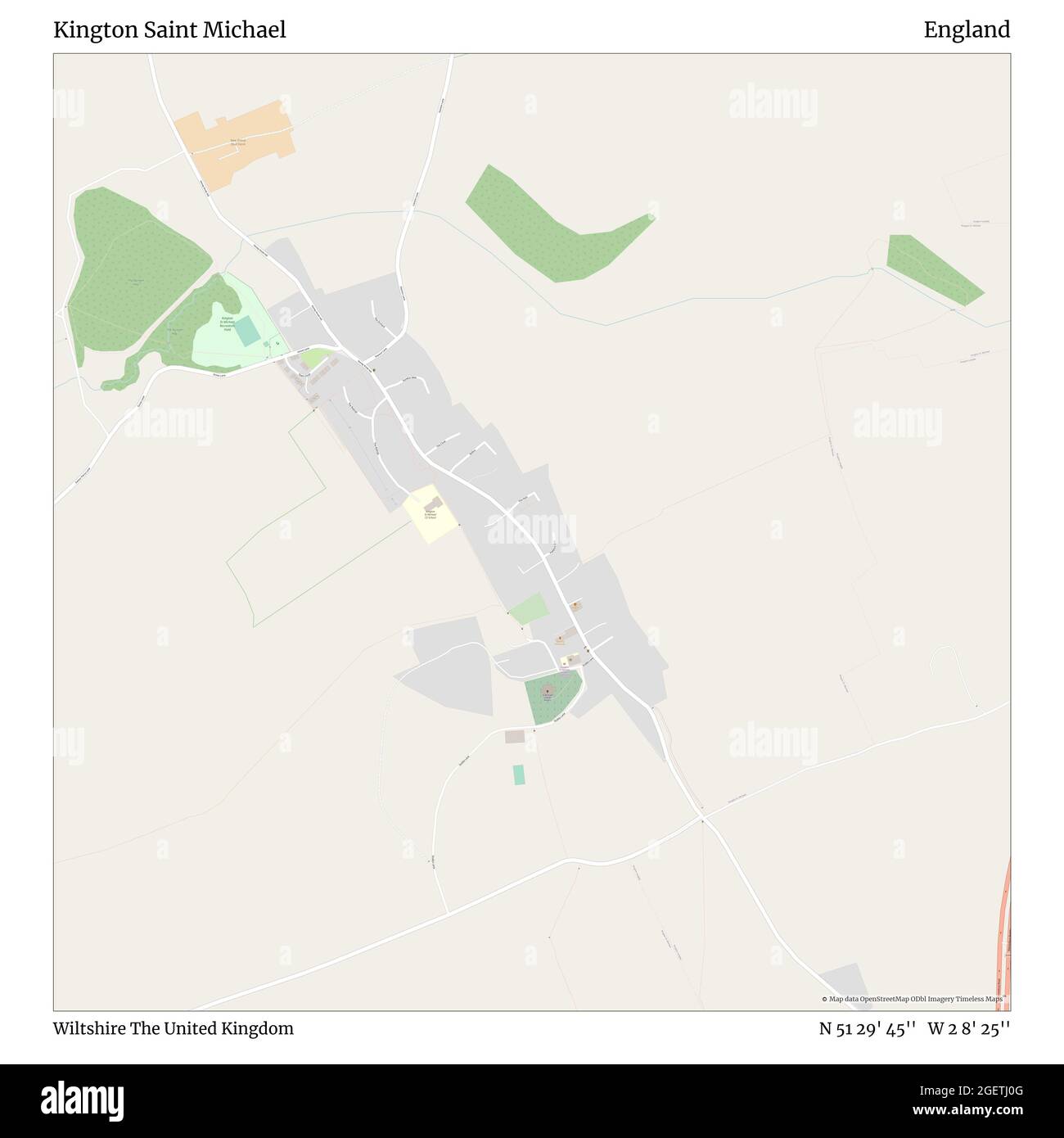 Kington Saint Michael, Wiltshire, Regno Unito, Inghilterra, N 51 29' 45'', W 2 8' 25''', mappa, mappa senza tempo pubblicata nel 2021. Viaggiatori, esploratori e avventurieri come Florence Nightingale, David Livingstone, Ernest Shackleton, Lewis and Clark e Sherlock Holmes si sono affidati alle mappe per pianificare i viaggi verso gli angoli più remoti del mondo, Timeless Maps sta mappando la maggior parte delle località del mondo, mostrando il successo di grandi sogni Foto Stock