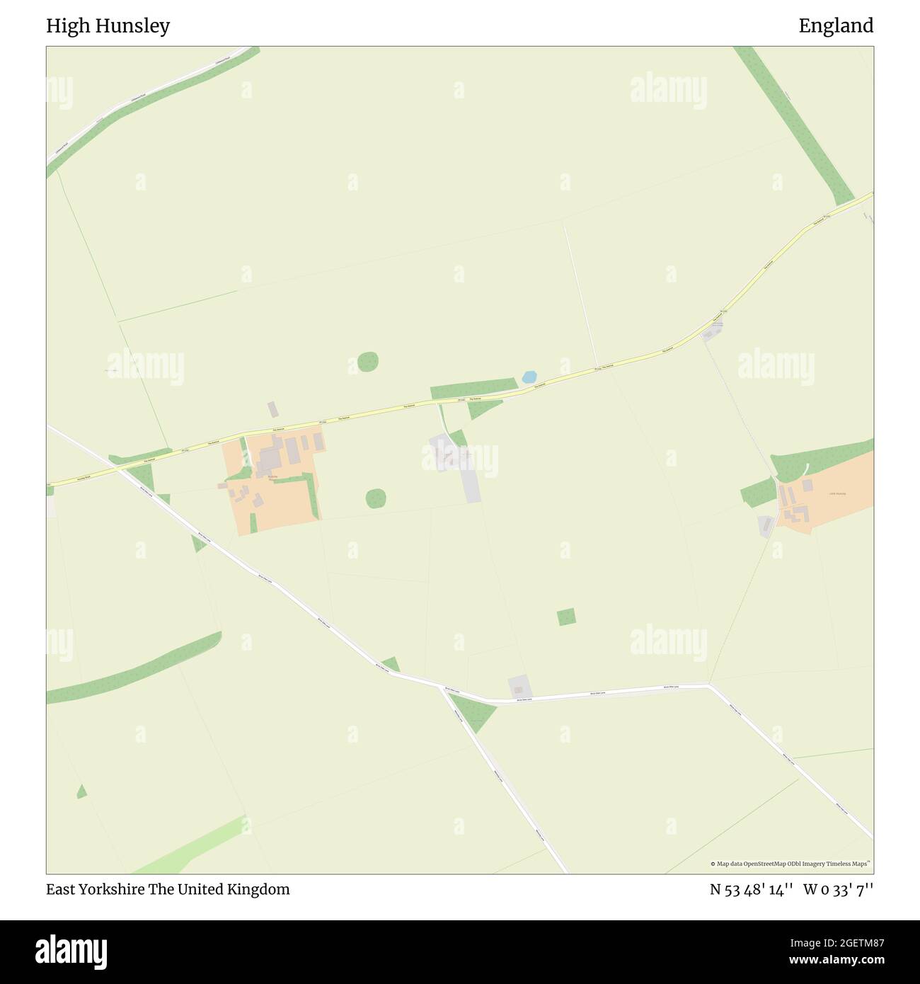 High Hunsley, East Yorkshire, Regno Unito, Inghilterra, N 53 48' 14'', W 0 33' 7''', mappa, Mappa senza tempo pubblicata nel 2021. Viaggiatori, esploratori e avventurieri come Florence Nightingale, David Livingstone, Ernest Shackleton, Lewis and Clark e Sherlock Holmes si sono affidati alle mappe per pianificare i viaggi verso gli angoli più remoti del mondo, Timeless Maps sta mappando la maggior parte delle località del mondo, mostrando il successo di grandi sogni Foto Stock