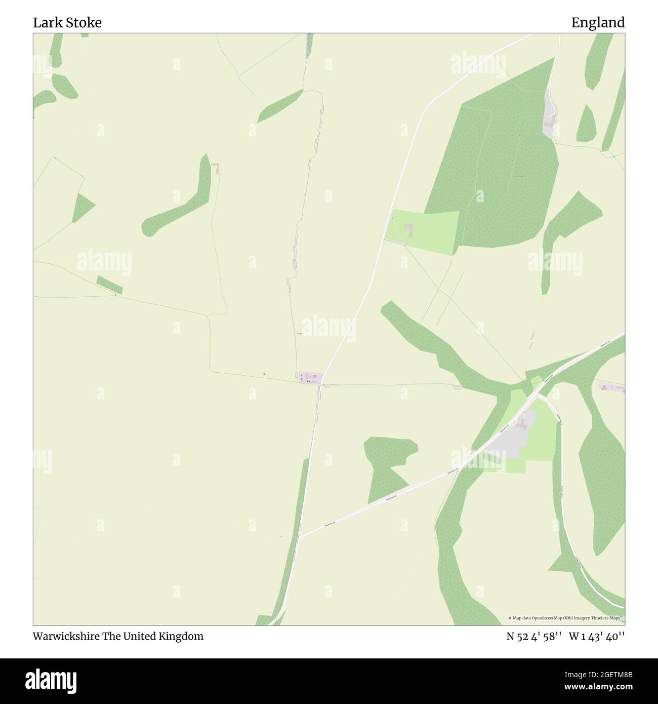 Lark Stoke, Warwickshire, Regno Unito, Inghilterra, N 52 4' 58'', W 1 43' 40''', mappa, mappa senza tempo pubblicata nel 2021. Viaggiatori, esploratori e avventurieri come Florence Nightingale, David Livingstone, Ernest Shackleton, Lewis and Clark e Sherlock Holmes si sono affidati alle mappe per pianificare i viaggi verso gli angoli più remoti del mondo, Timeless Maps sta mappando la maggior parte delle località del mondo, mostrando il successo di grandi sogni Foto Stock