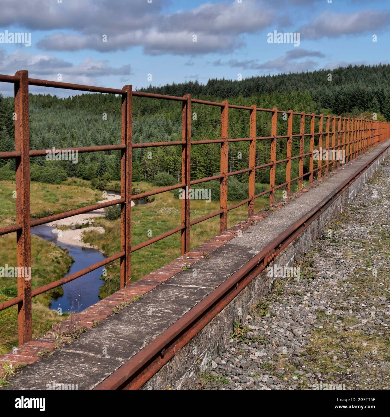 viadotto sulla Big Water of Fleet, parte della vecchia Portpatrick & Wigtownshire Joint Railway. Cairnsmore della flotta NNR, Dumfries & Galloway, Scozia Foto Stock